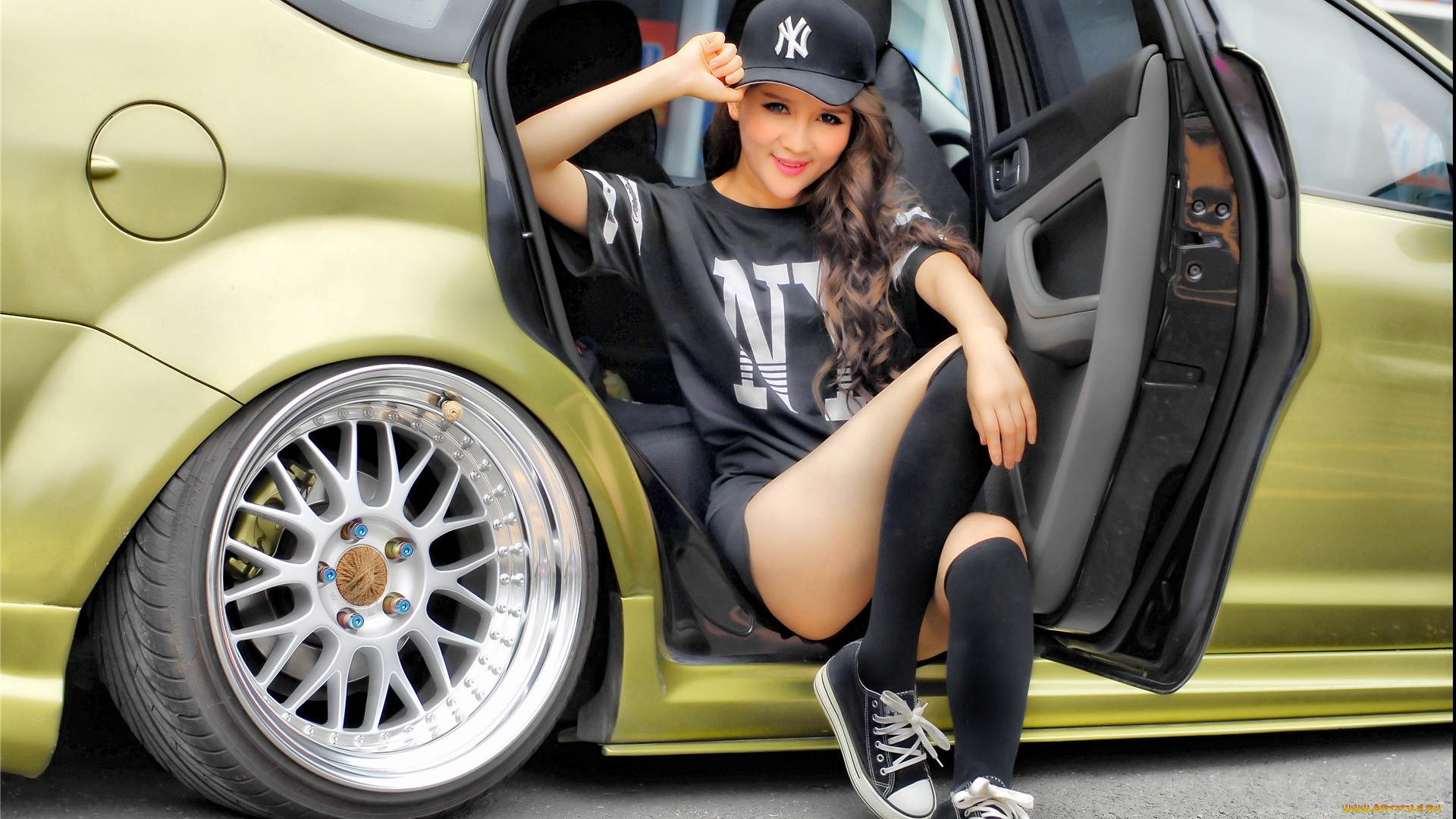 автомобили, авто, с, девушками, девушка, азиатка, автомобиль