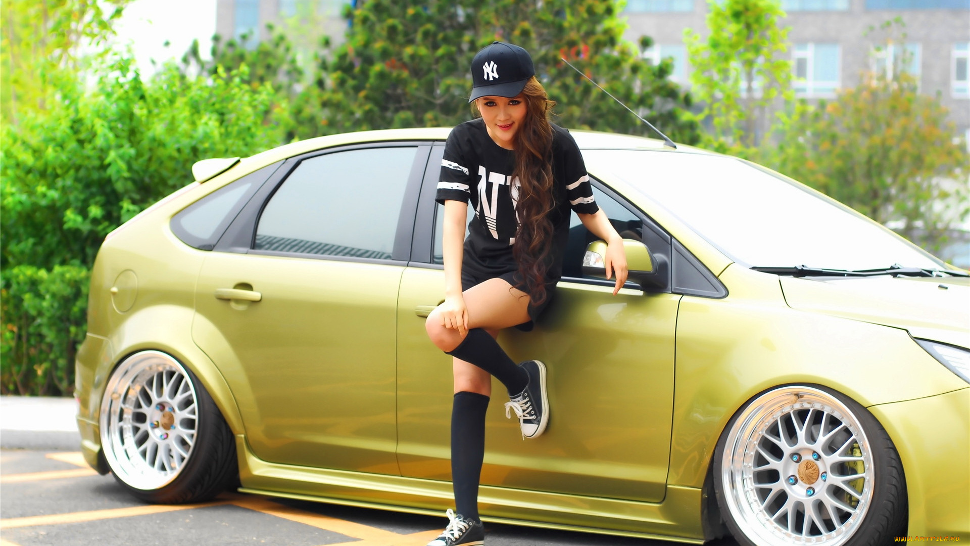 автомобили, авто, с, девушками, девушка, азиатка, автомобиль