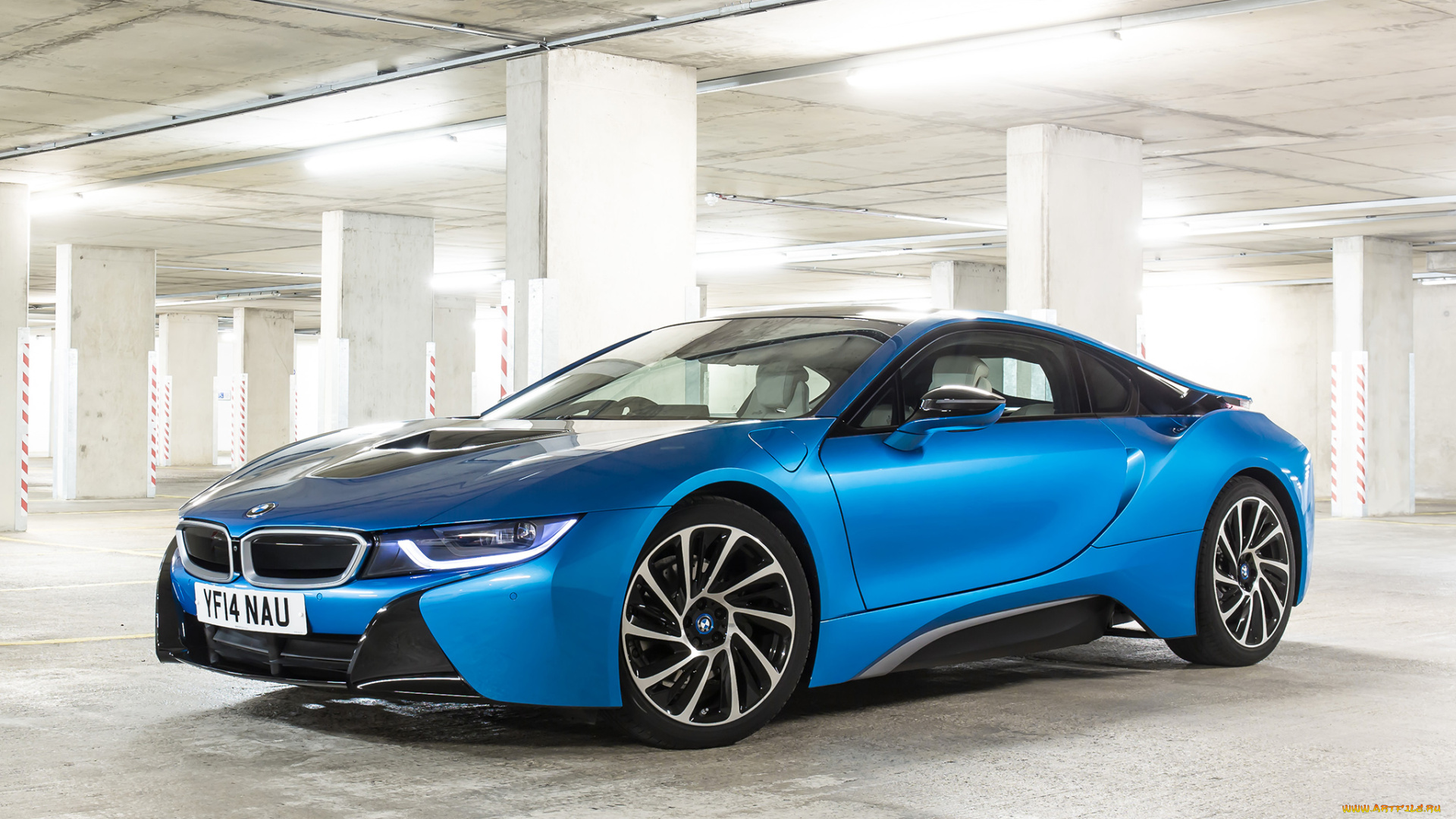 автомобили, bmw, 2014г, синий, i8, uk-spec