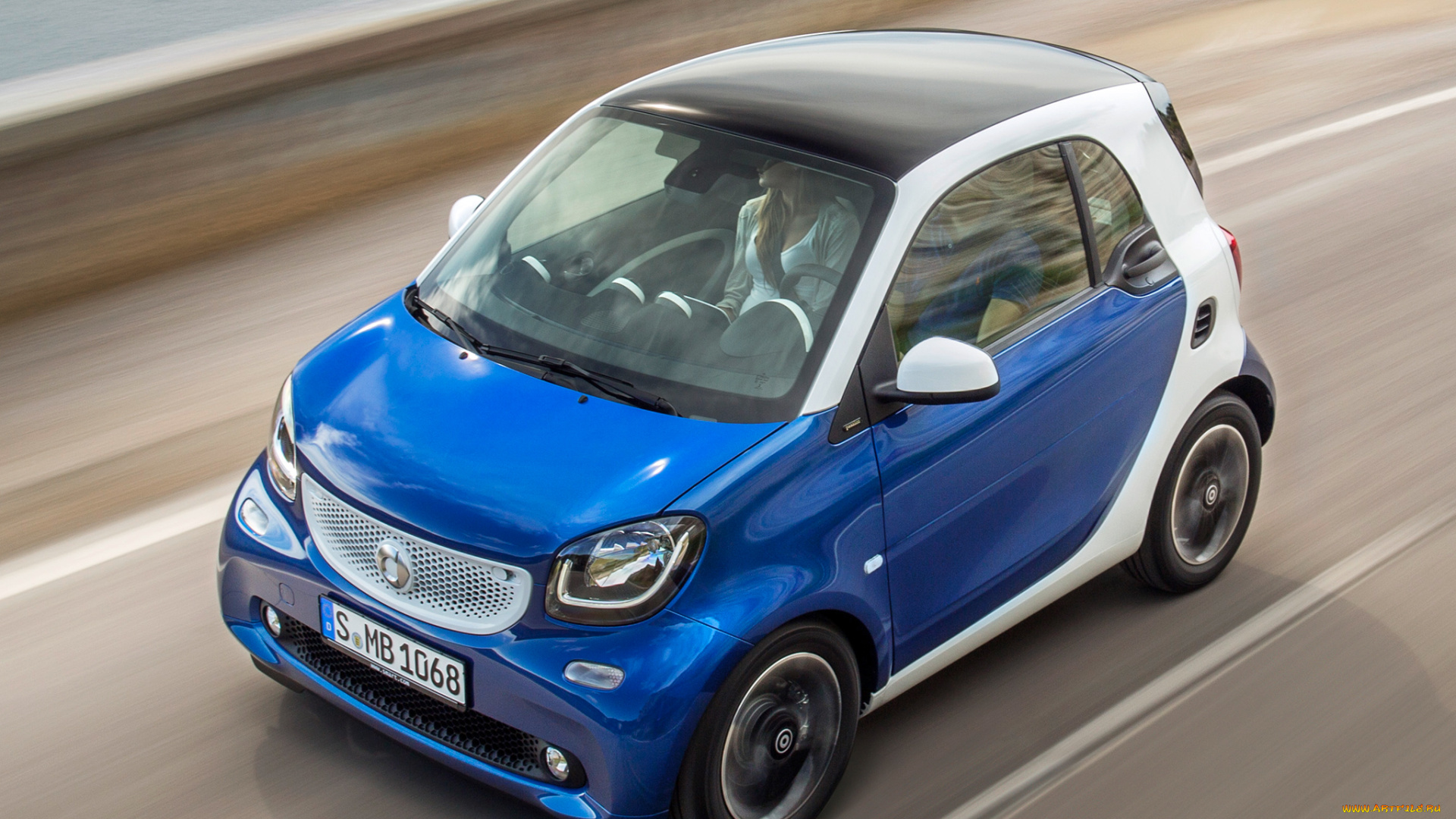 автомобили, smart, синий, 2014г, c453, coupе, passion, fortwo
