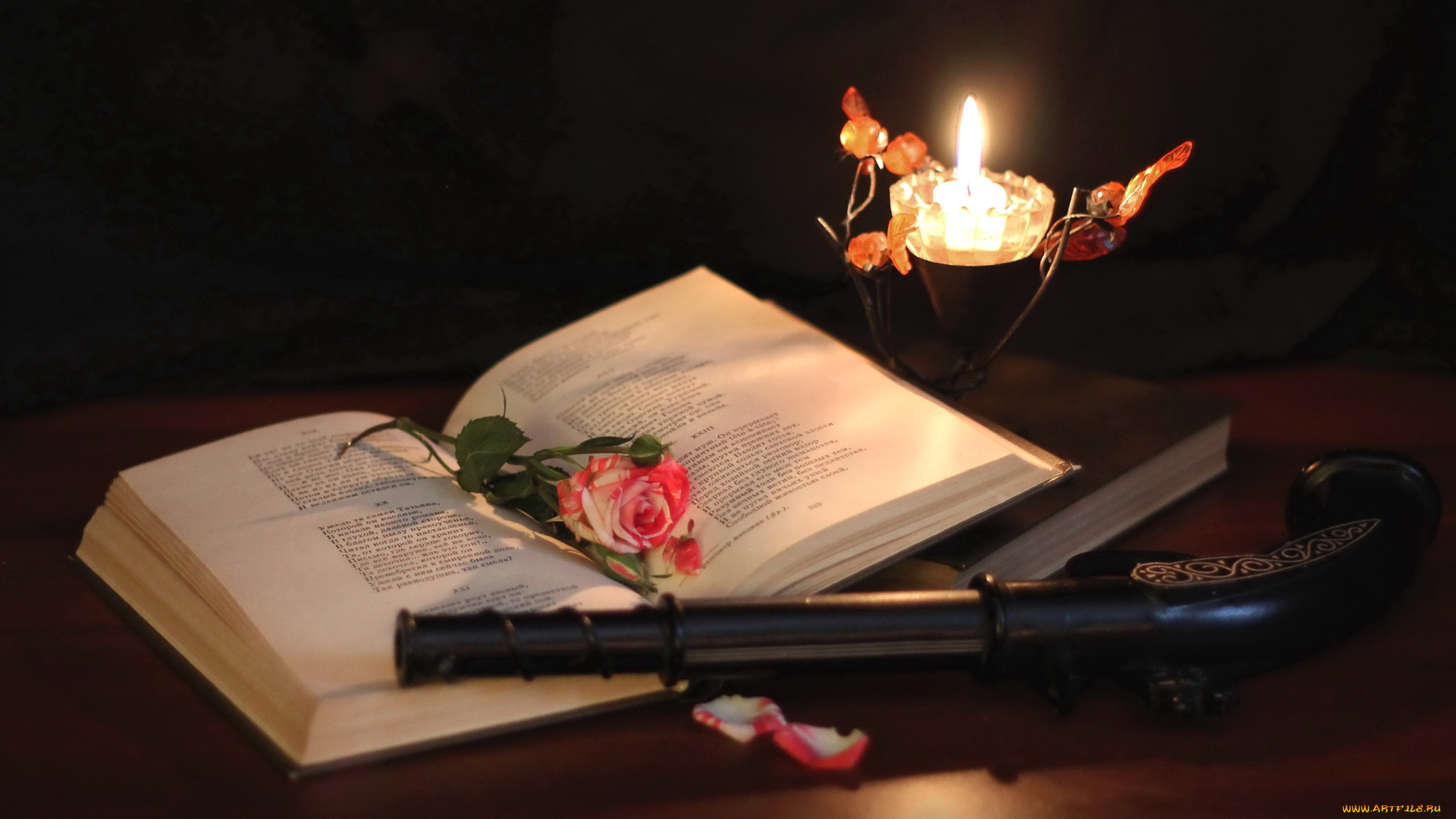разное, канцелярия, , книги, свеча, пистолет, роза, книга