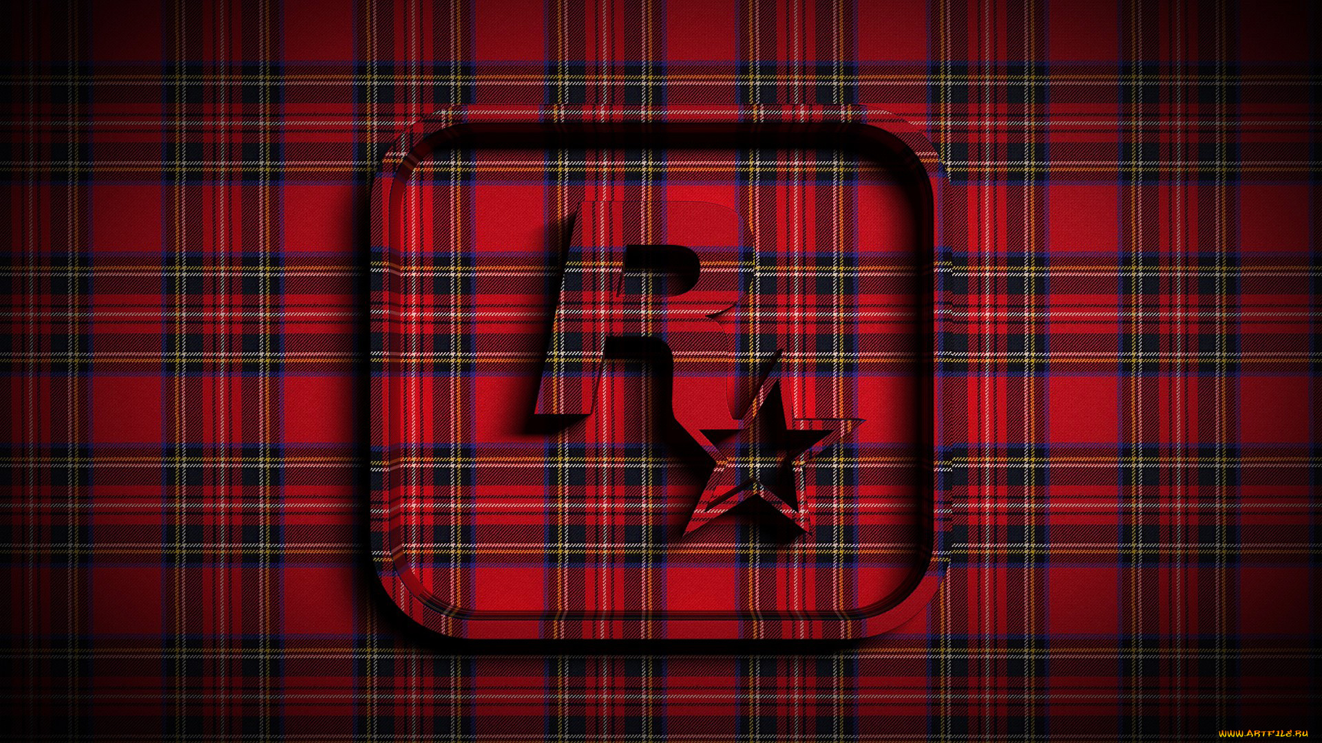 разное, текстуры, звезда, рок, эмблема, объем, шотландка, ткань, rockstar