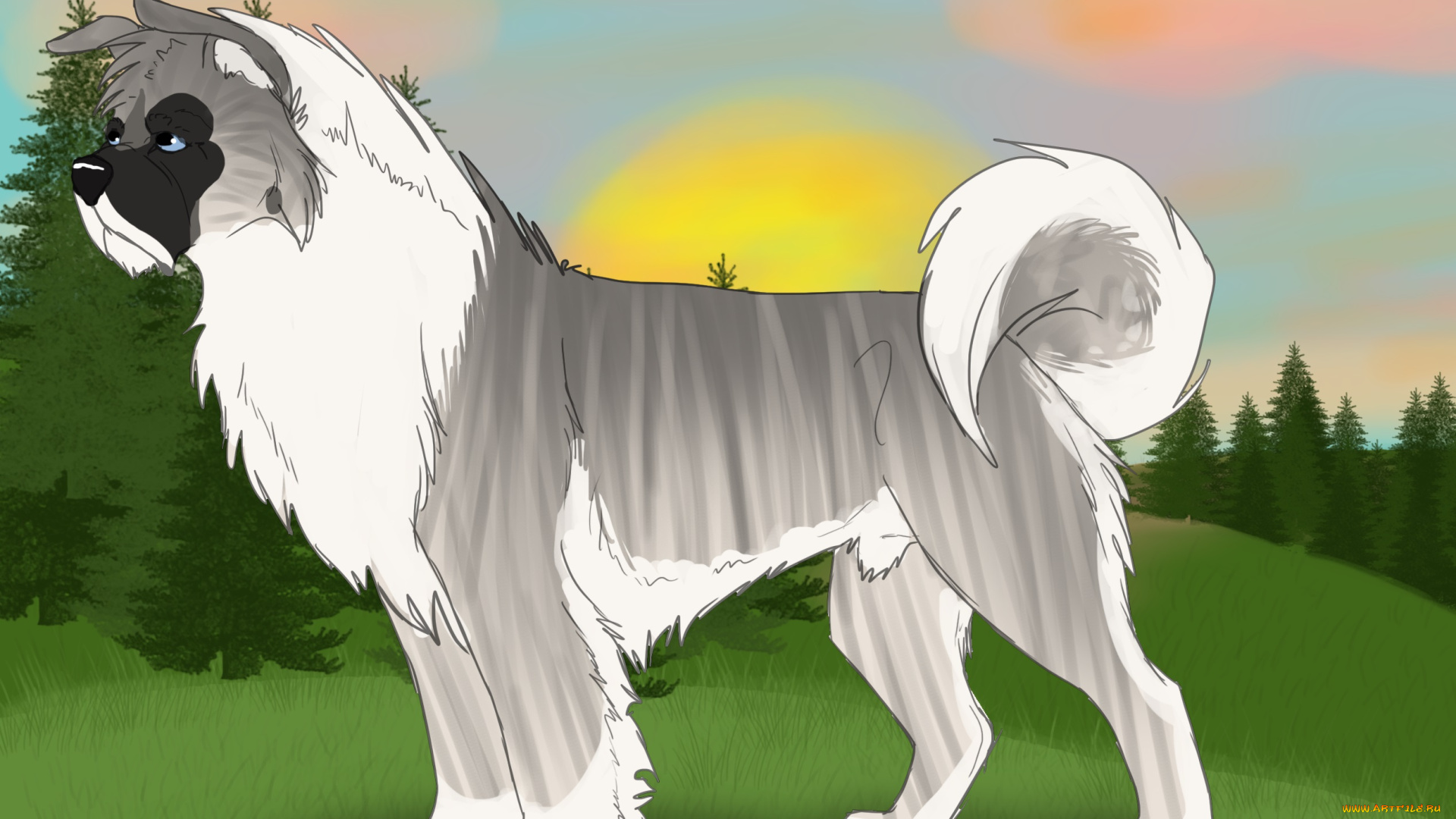 рисованные, животные, , собаки, собака