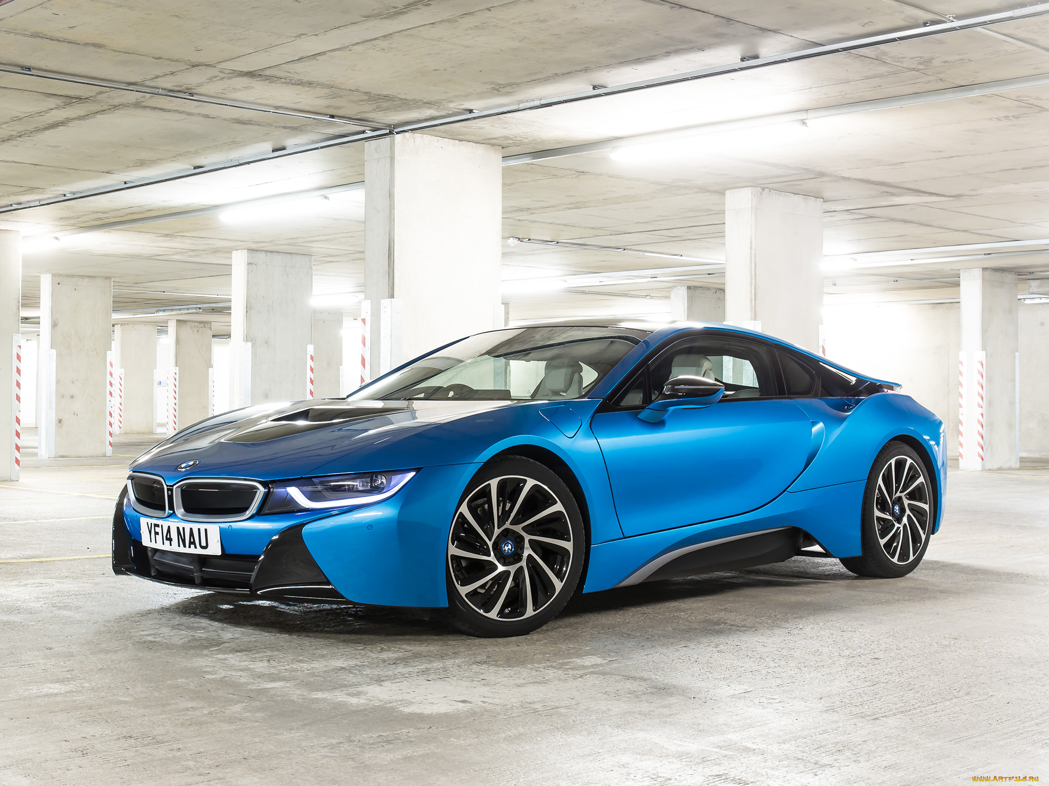 автомобили, bmw, 2014г, синий, i8, uk-spec