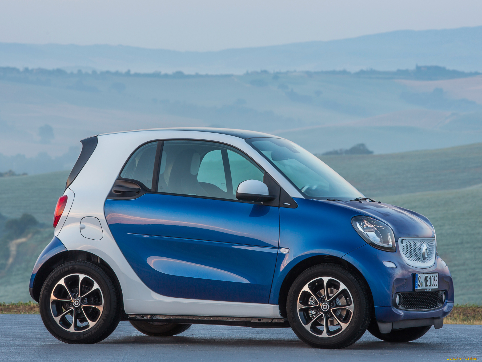 автомобили, smart, passion, fortwo, синий, 2014г, c453, coupе