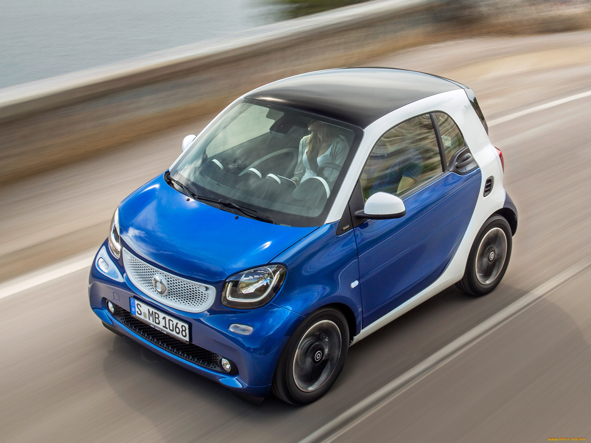 автомобили, smart, синий, 2014г, c453, coupе, passion, fortwo