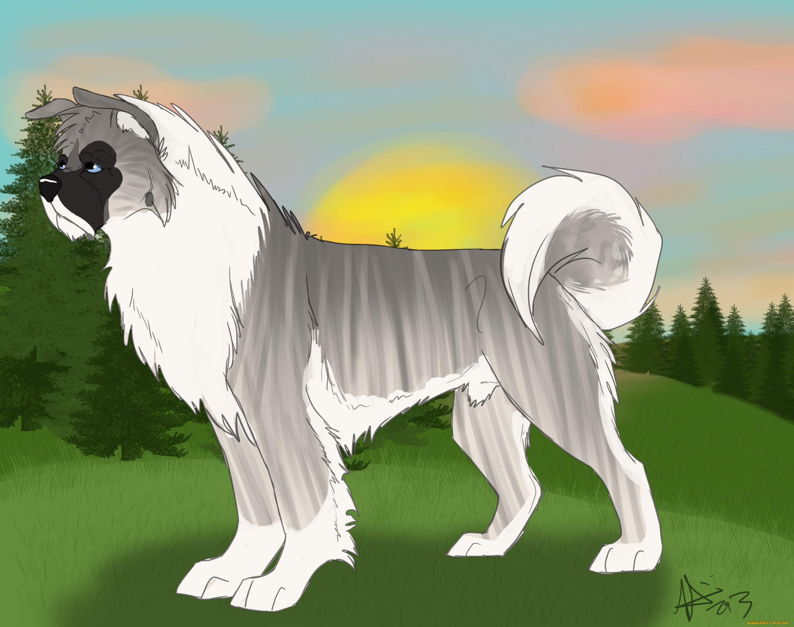 рисованные, животные, , собаки, собака