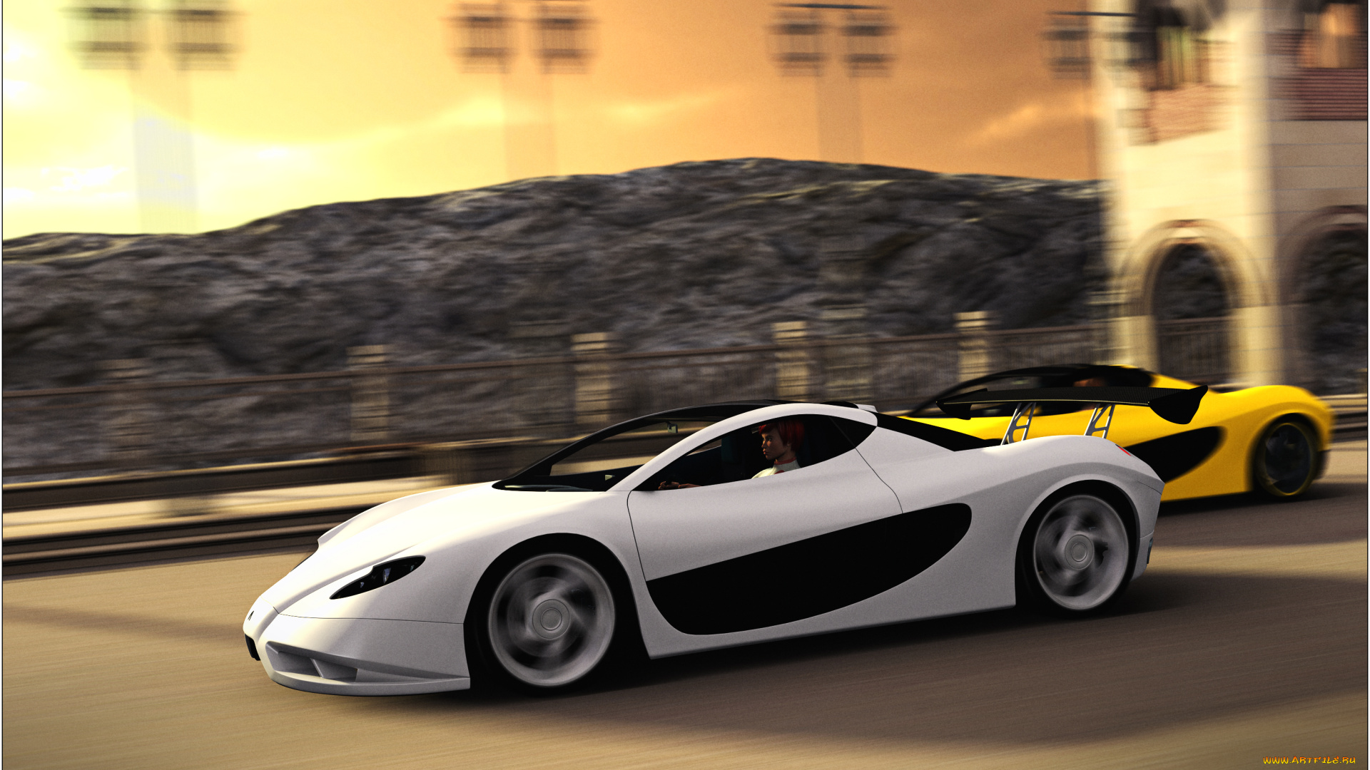 автомобили, 3д, фон, автомобиль