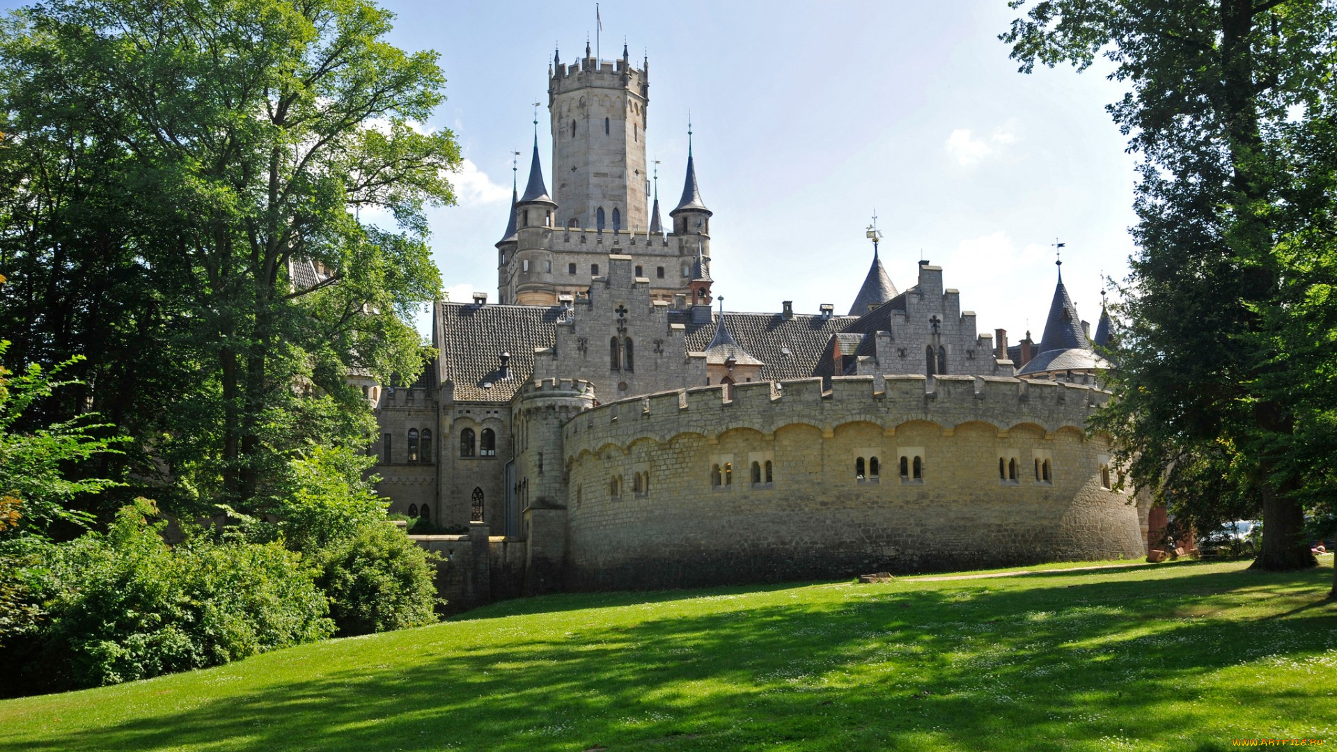 города, замок, мариенбург, , польша, башня, стена, замок, мариенбург, трава, германия, деревья, ганновер