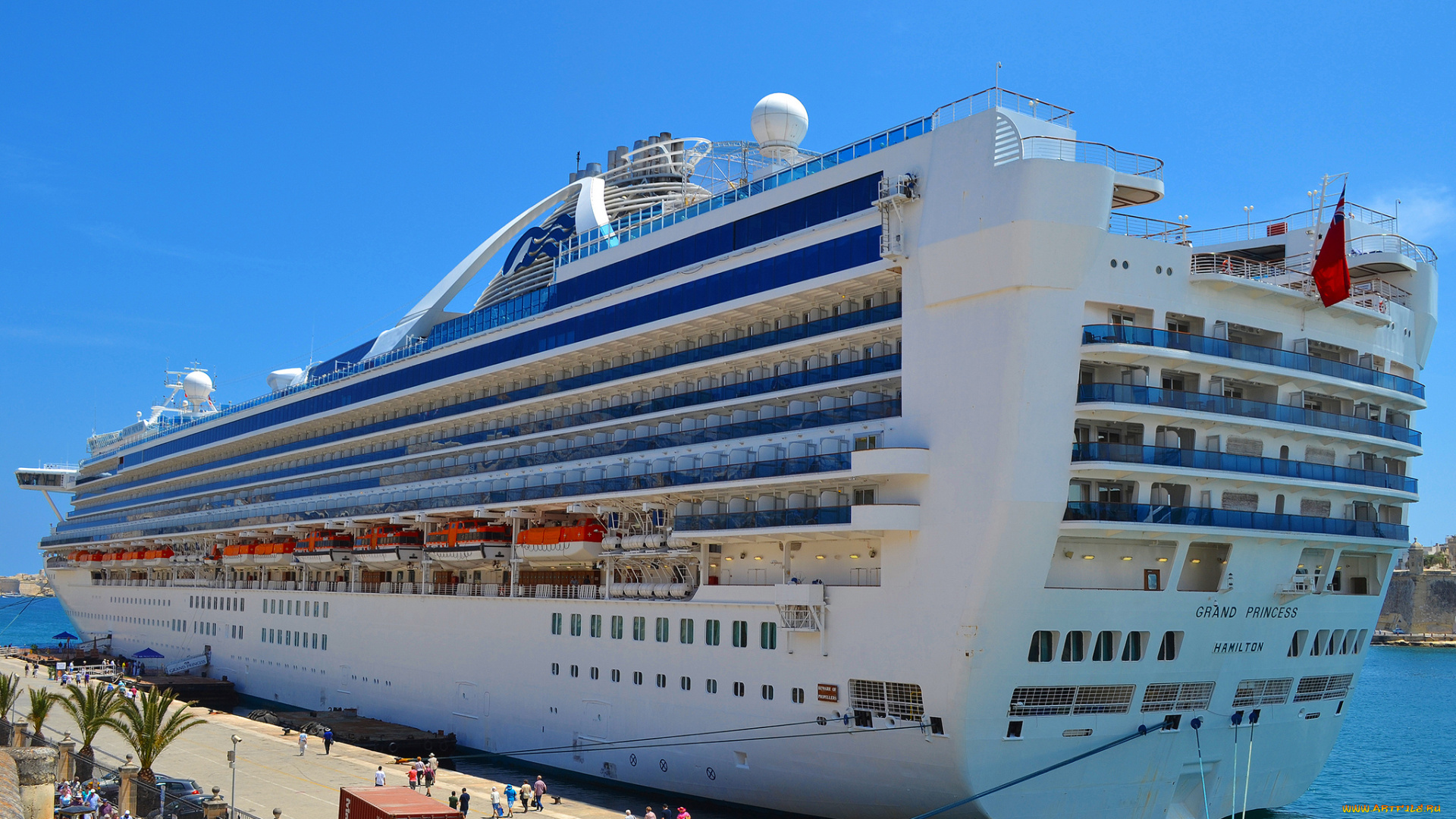grand, princess, корабли, лайнеры, океанский, лайнер, причал, круиз