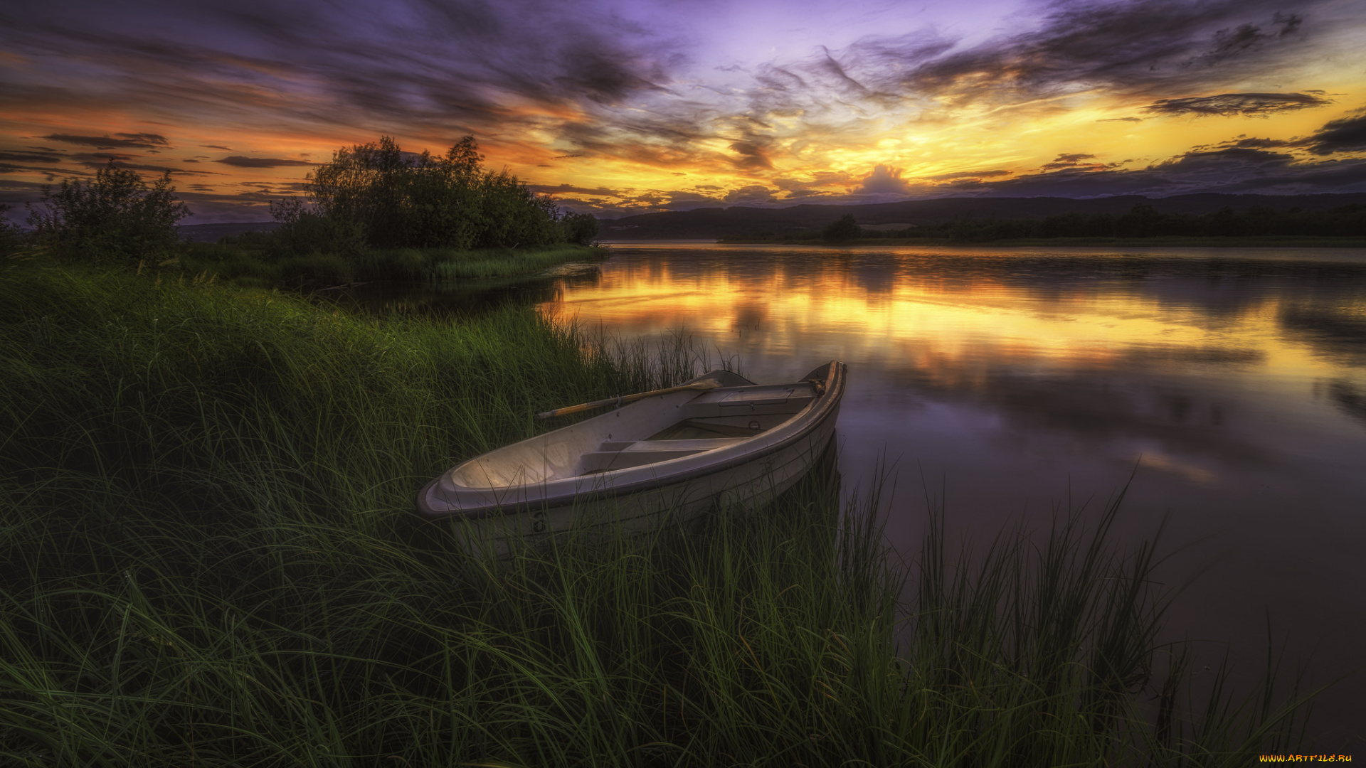 корабли, лодки, , шлюпки, река, сумерки