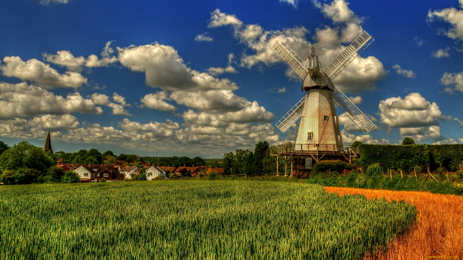 разное, мельницы, lower, mill, вудчерч, облака, поле, kent, england, woodchurch, англия, кент, деревня, мельница