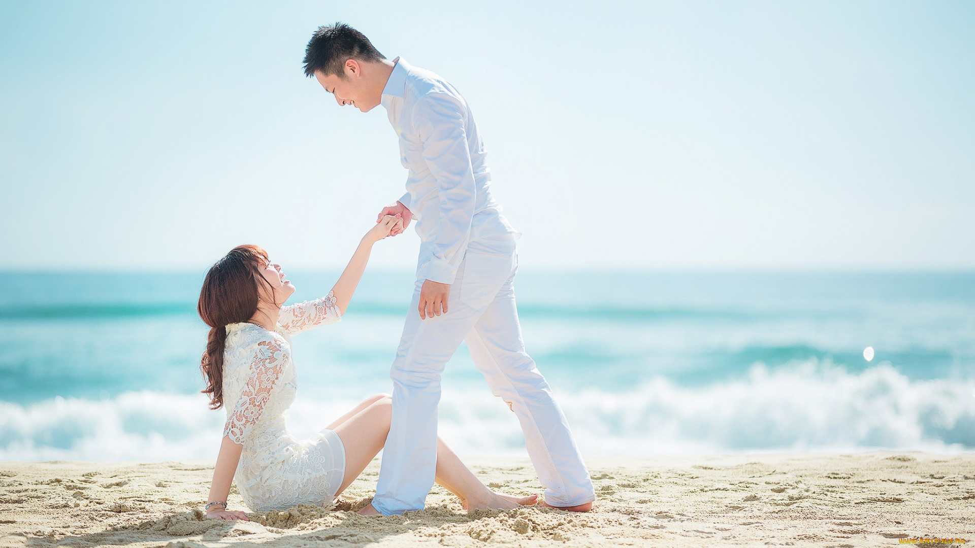 разное, мужчина, женщина, girl, пара, мужчина, платье, улыбка, море, summer, лето, жена, муж, romance, smile, sea, dress, девушка, man, счастливые, влюбленные