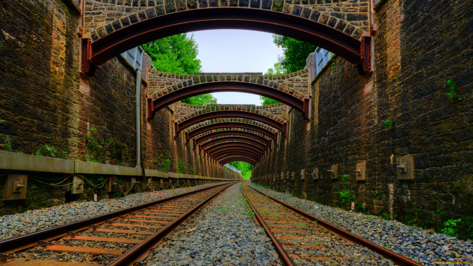 разное, транспортные, средства, и, магистрали, арка, рельсы