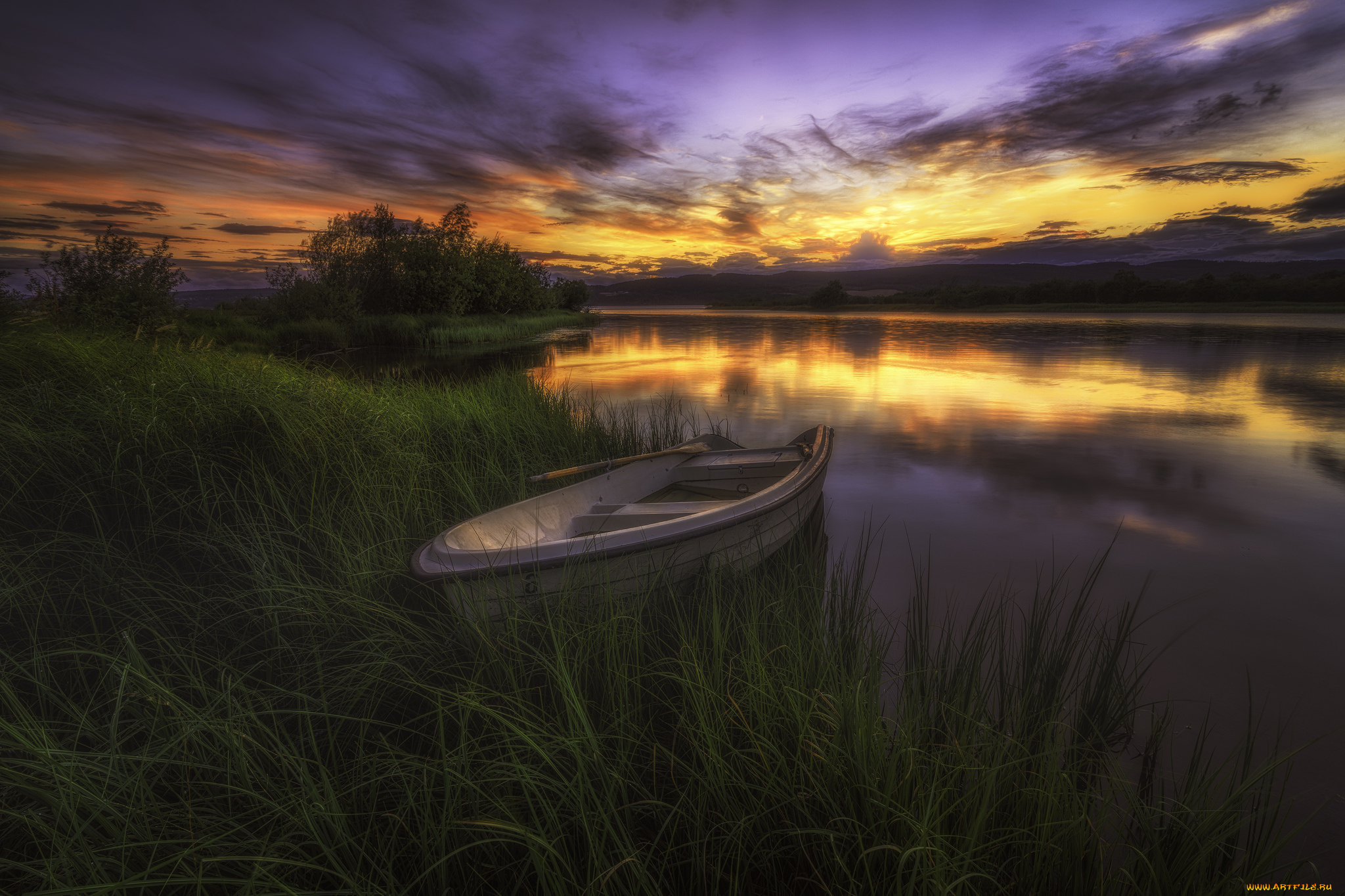 корабли, лодки, , шлюпки, река, сумерки