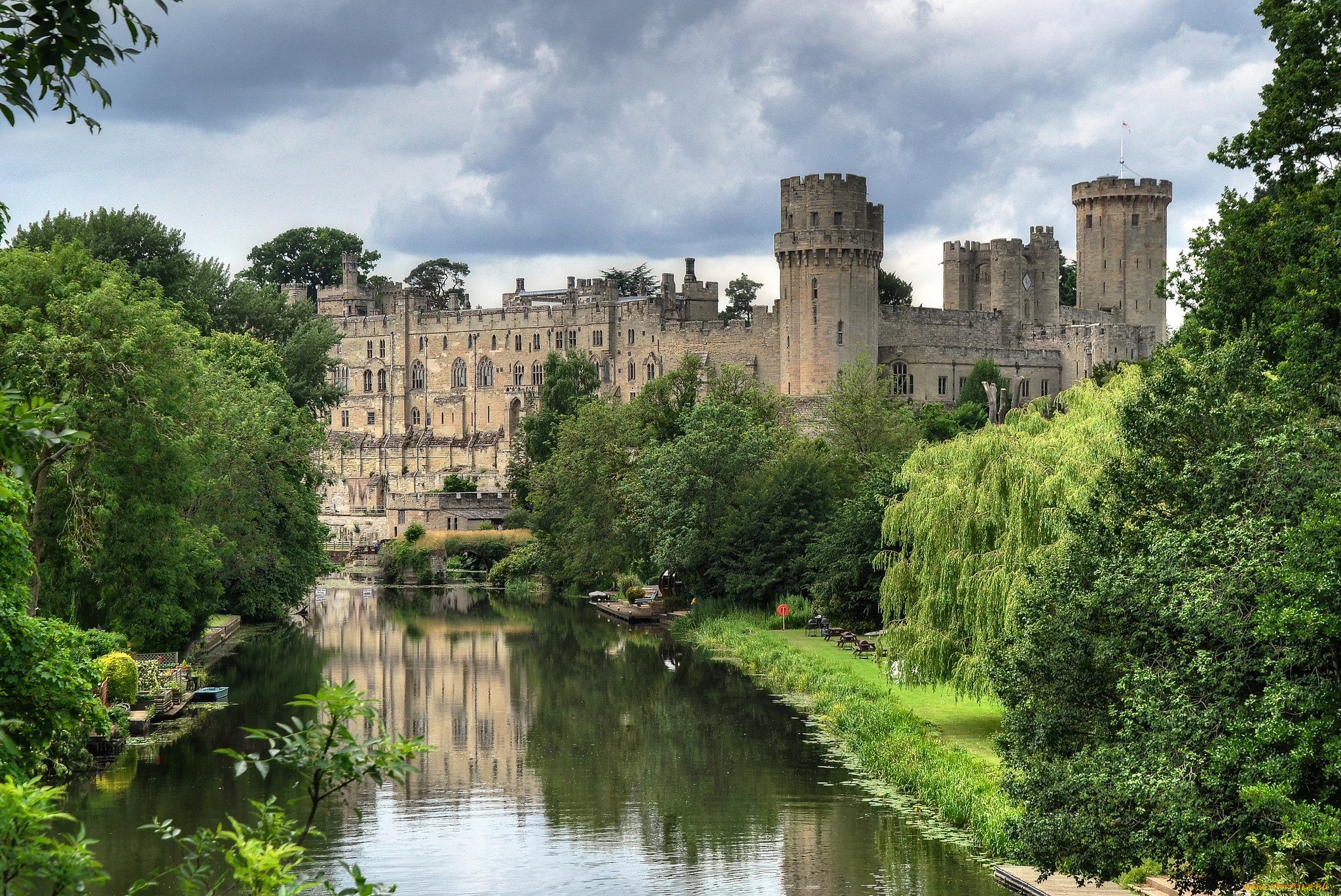 warwick, castle, города, замки, англии, замок