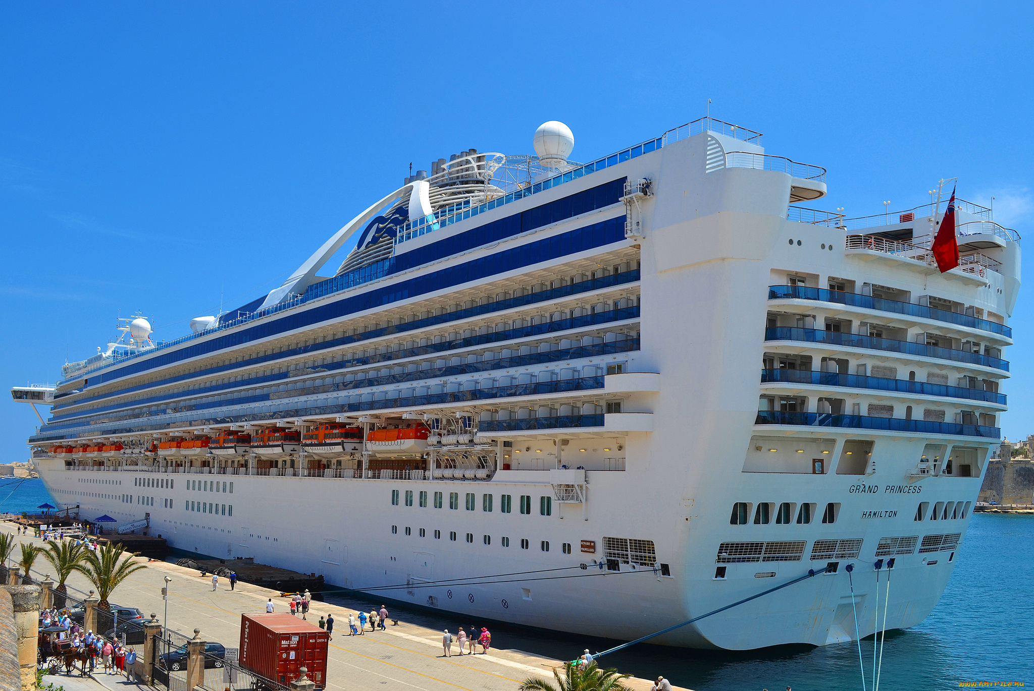 grand, princess, корабли, лайнеры, океанский, лайнер, причал, круиз