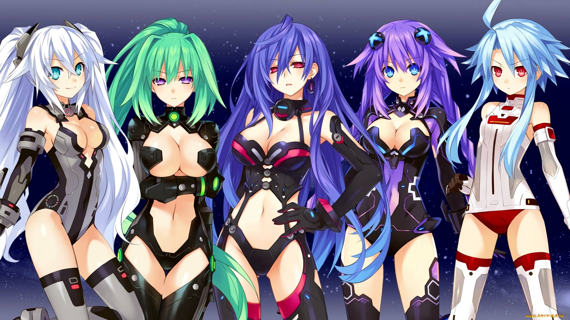 аниме, hyperdimension, neptunia, девушки