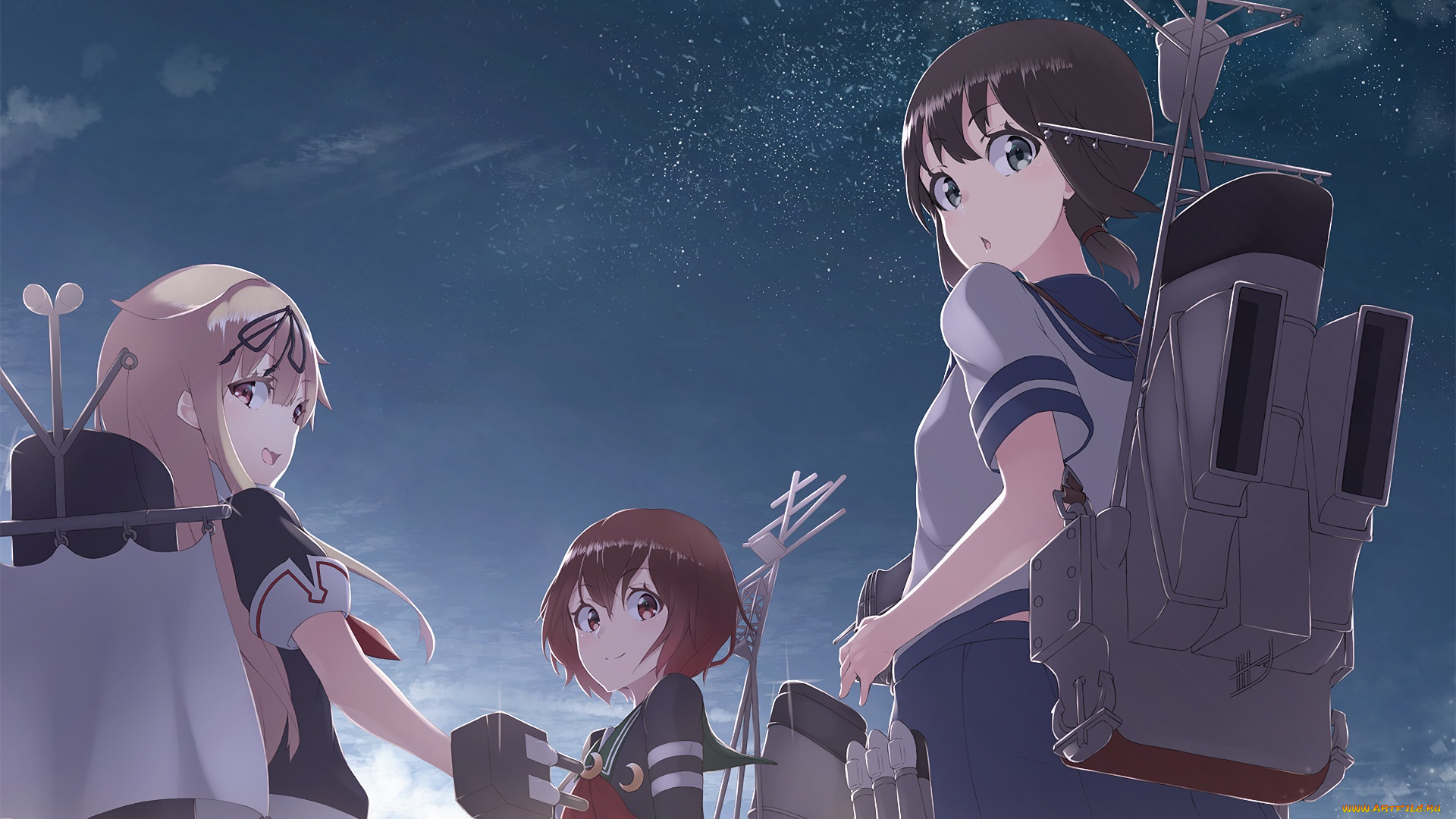 аниме, kantai, collection, фон, взгляд, девушки