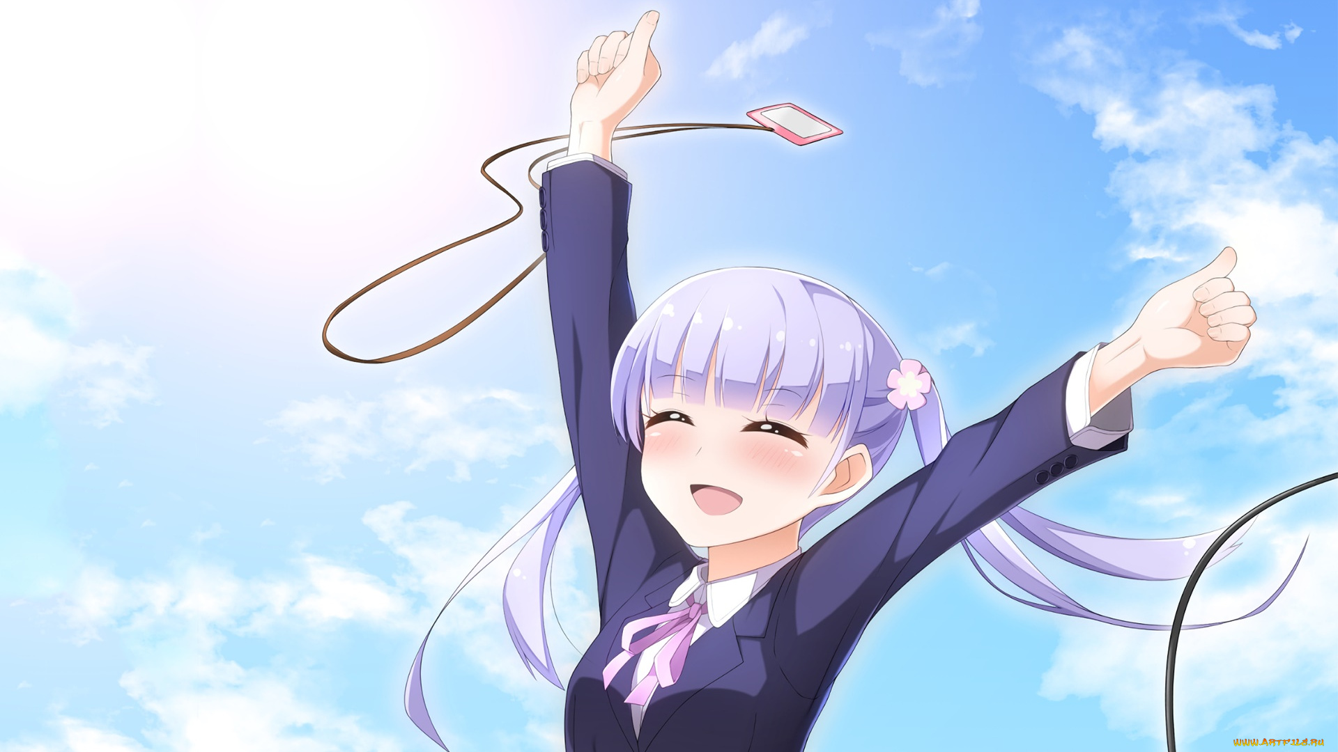 аниме, new, game, фон, девушка, взгляд