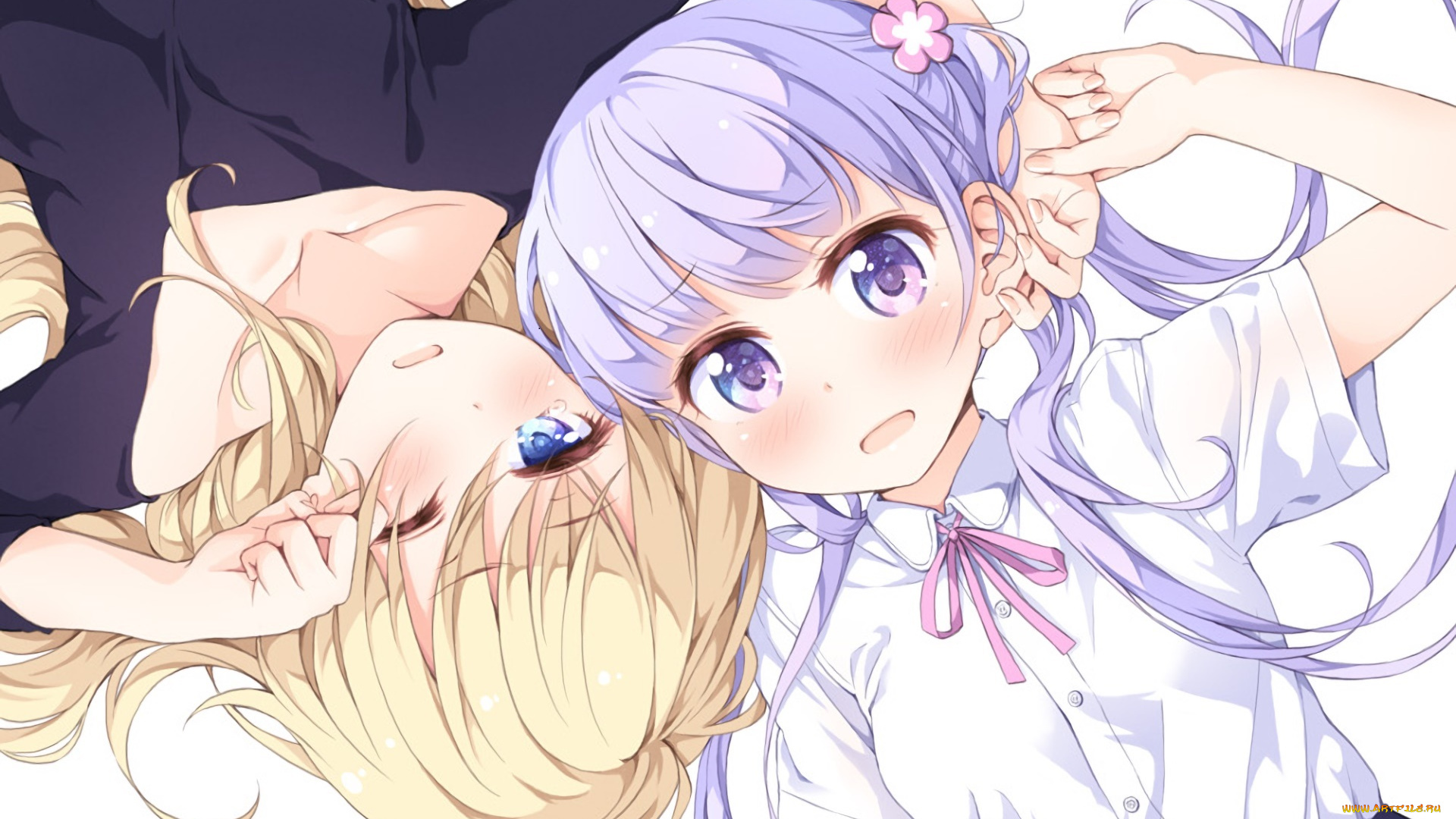 аниме, new, game, взгляд, фон, девушки