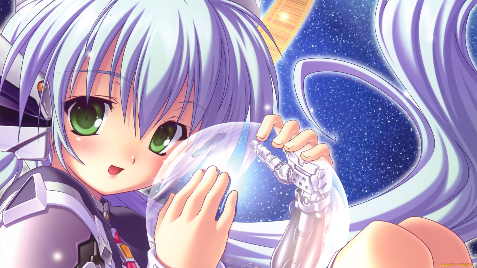 аниме, planetarian, фон, взгляд, девушка