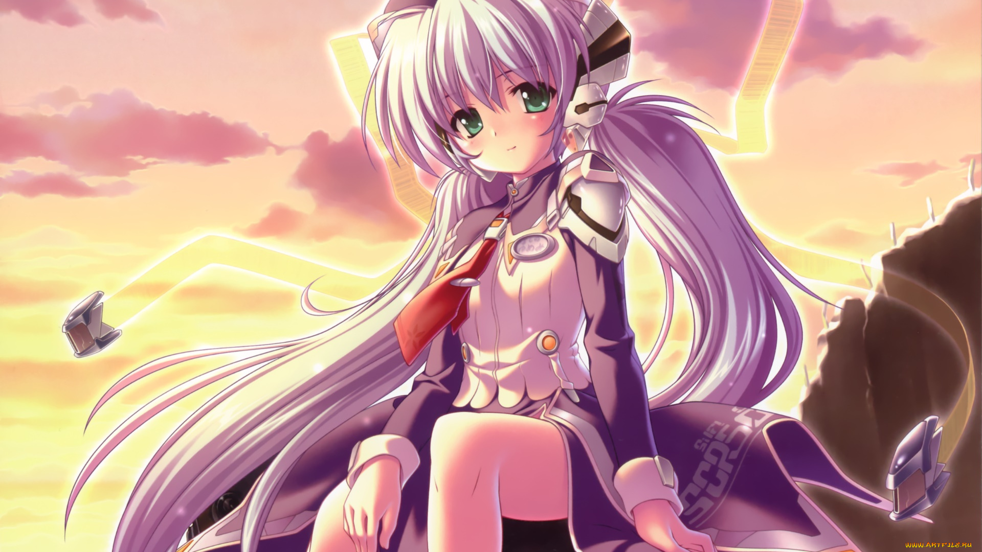 аниме, planetarian, взгляд, девушка, фон