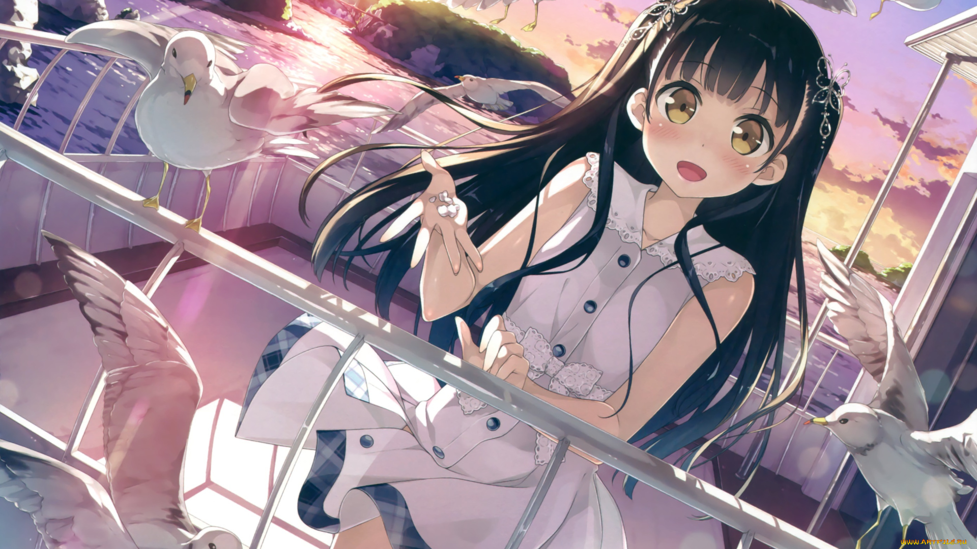 аниме, the, melancholy, of, haruhi, suzumiya, взгляд, фон, девушка