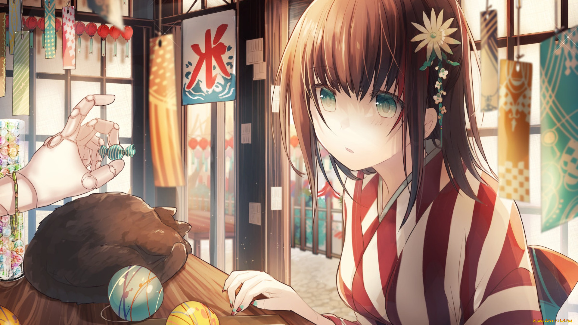 аниме, unknown, , другое, девушка, фон, взгляд