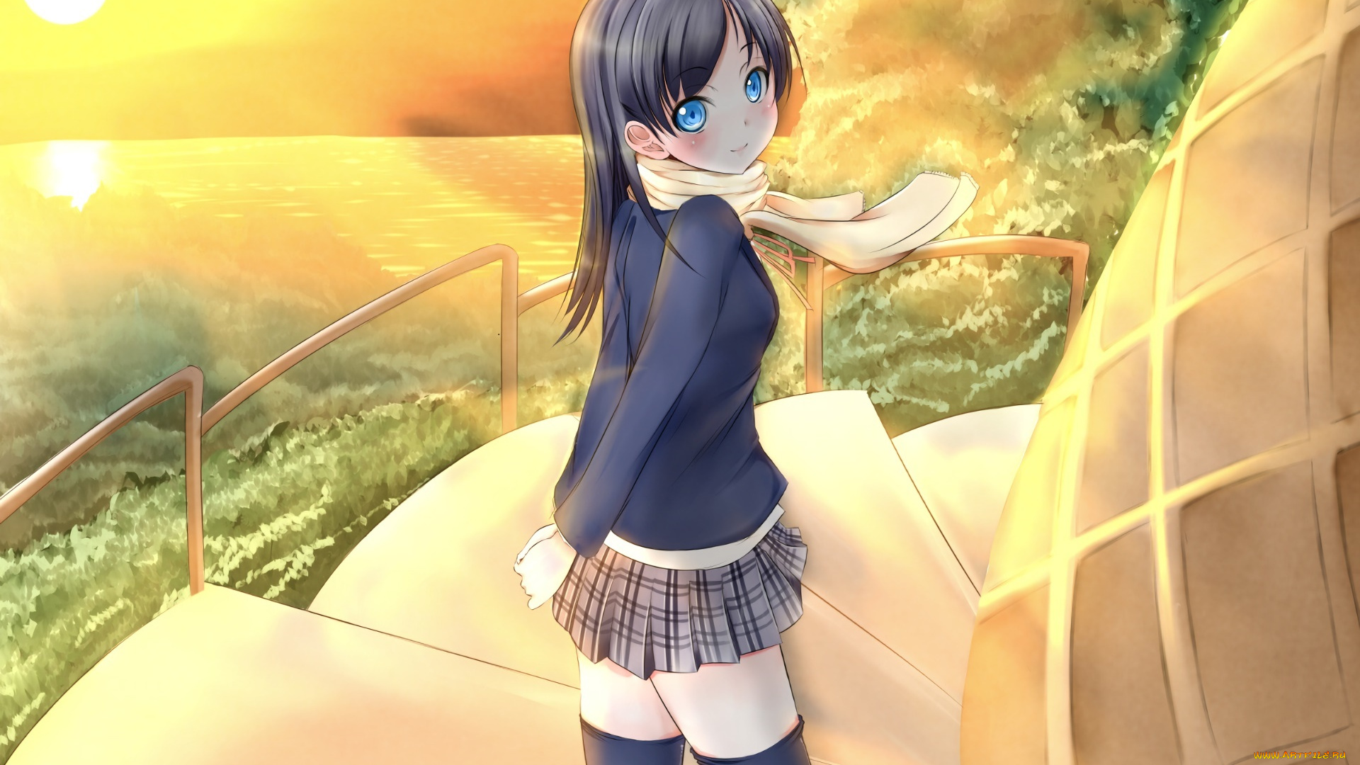 аниме, unknown, , другое, фон, взгляд, девушка