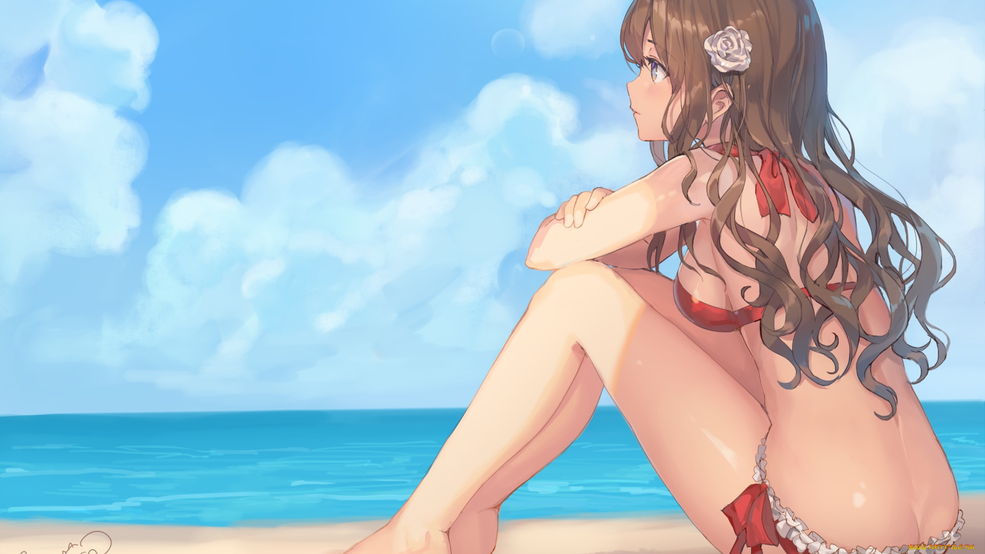 аниме, unknown, , другое, фон, взгляд, девушка