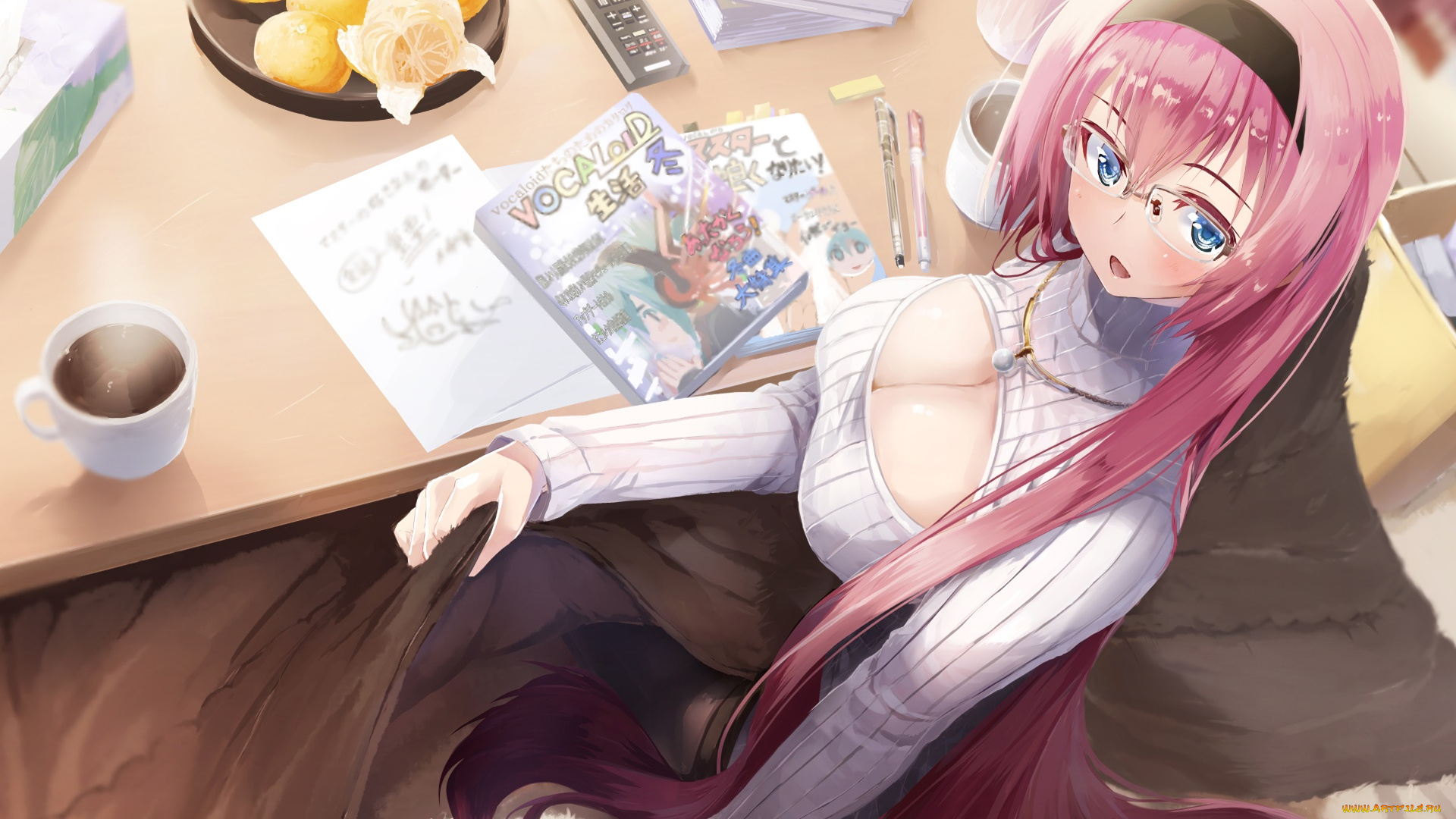 аниме, vocaloid, фон, взгляд, девушка