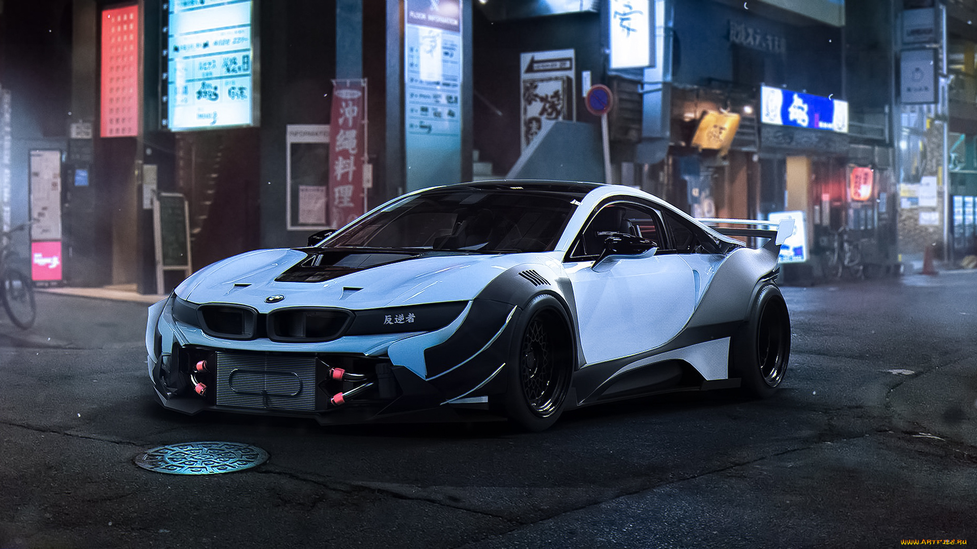 автомобили, виртуальный, тюнинг, city, night, car, by, khyzyl, saleem, bmw, race, future, tuning, white, i8