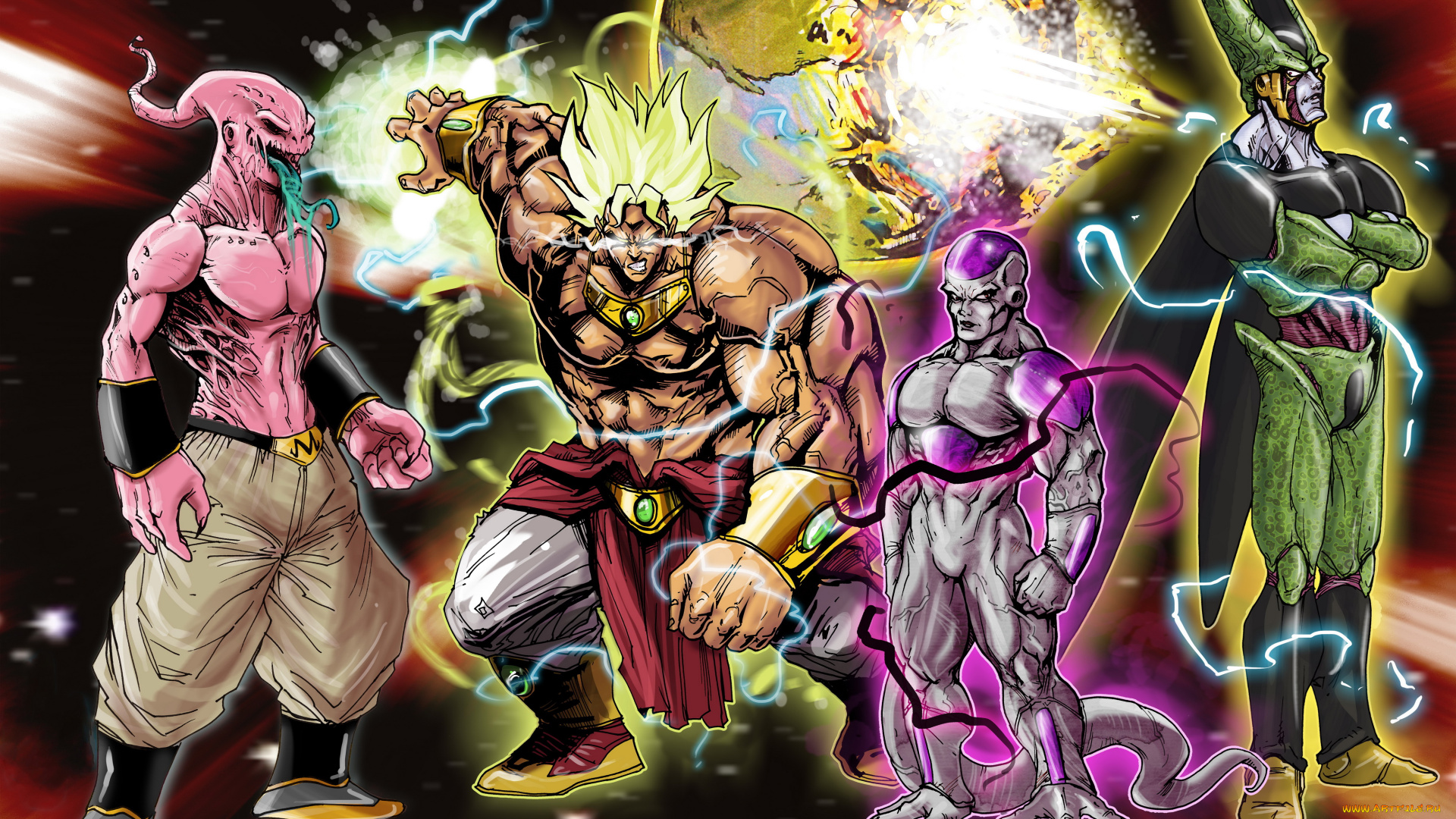 dragon, ball, аниме, фон, магия, существа, мужчины