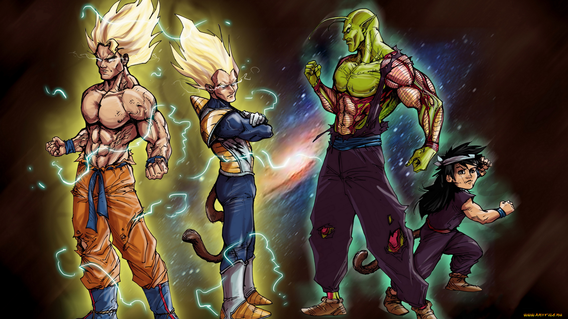 dragon, ball, аниме, мужчины, фон, магия