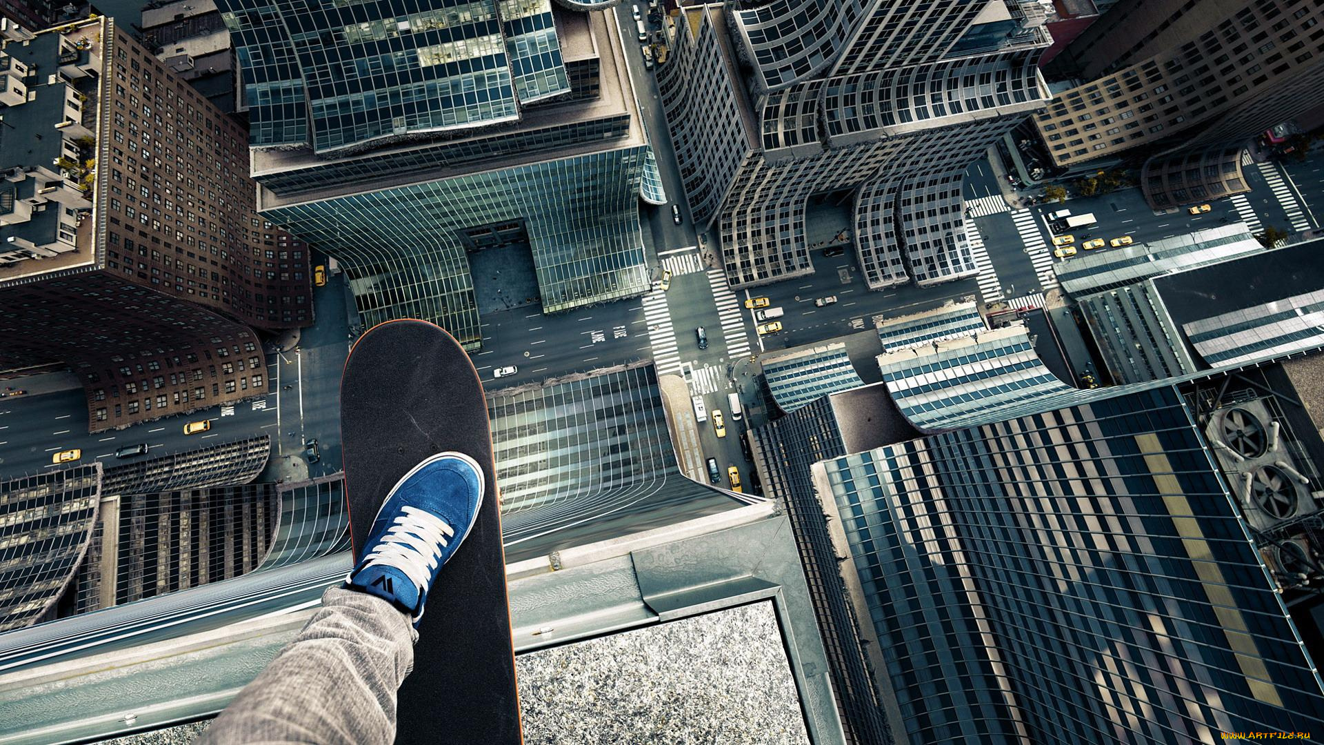 разное, компьютерный, дизайн, изгибы, здания, улица, дома, грод, скейтборд, панорама, экстрим, нога