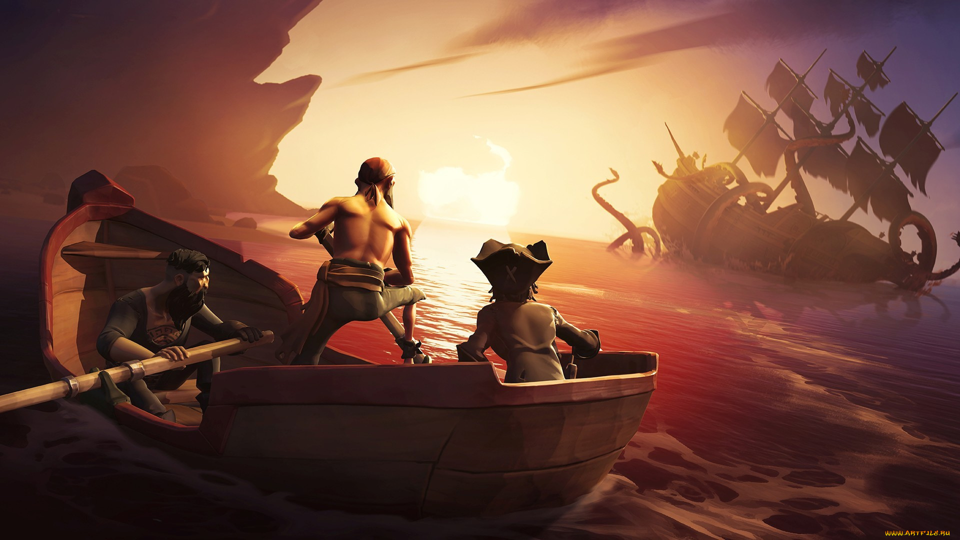 sea, of, thieves, видео, игры, корабль, море