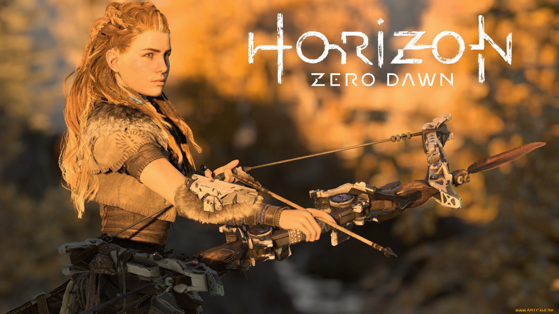 видео, игры, horizon, zero, dawn, фон, взгляд, девушка