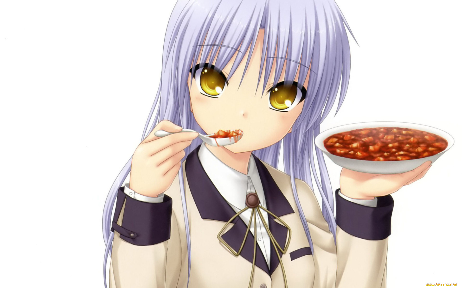 аниме, angel, beats, фон, взгляд, девушка