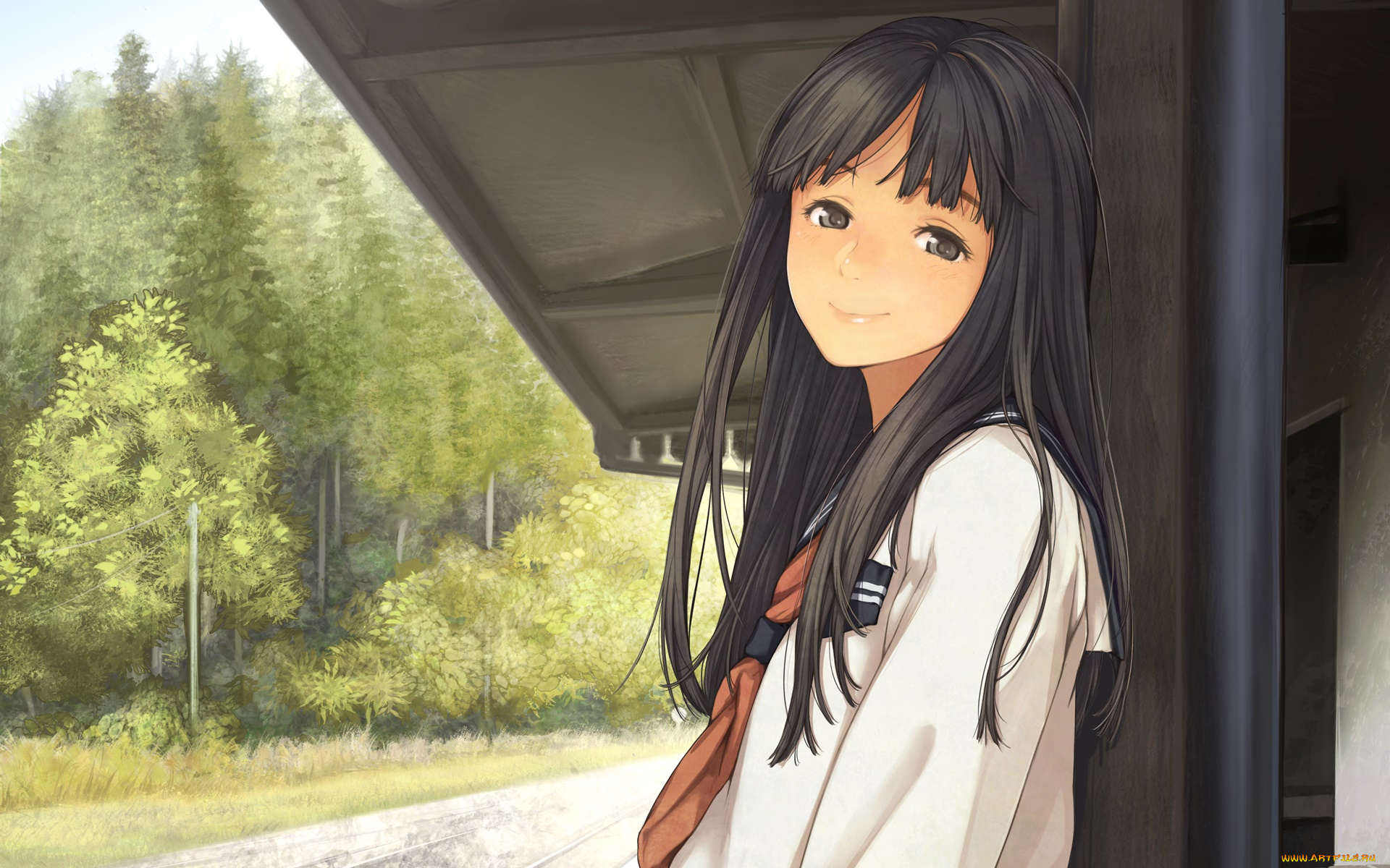 аниме, unknown, , другое, фон, взгляд, девушка