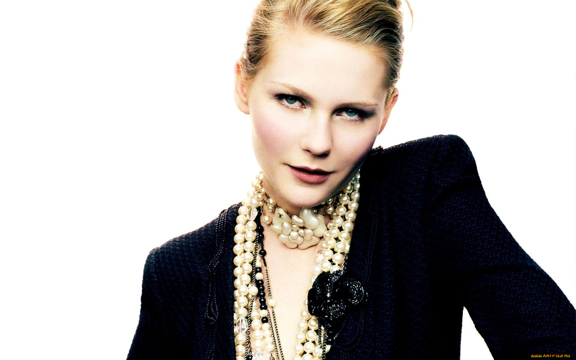 девушки, kirsten, dunst, жакет, бусы, блондинка, лицо, актриса, кирстен, данст