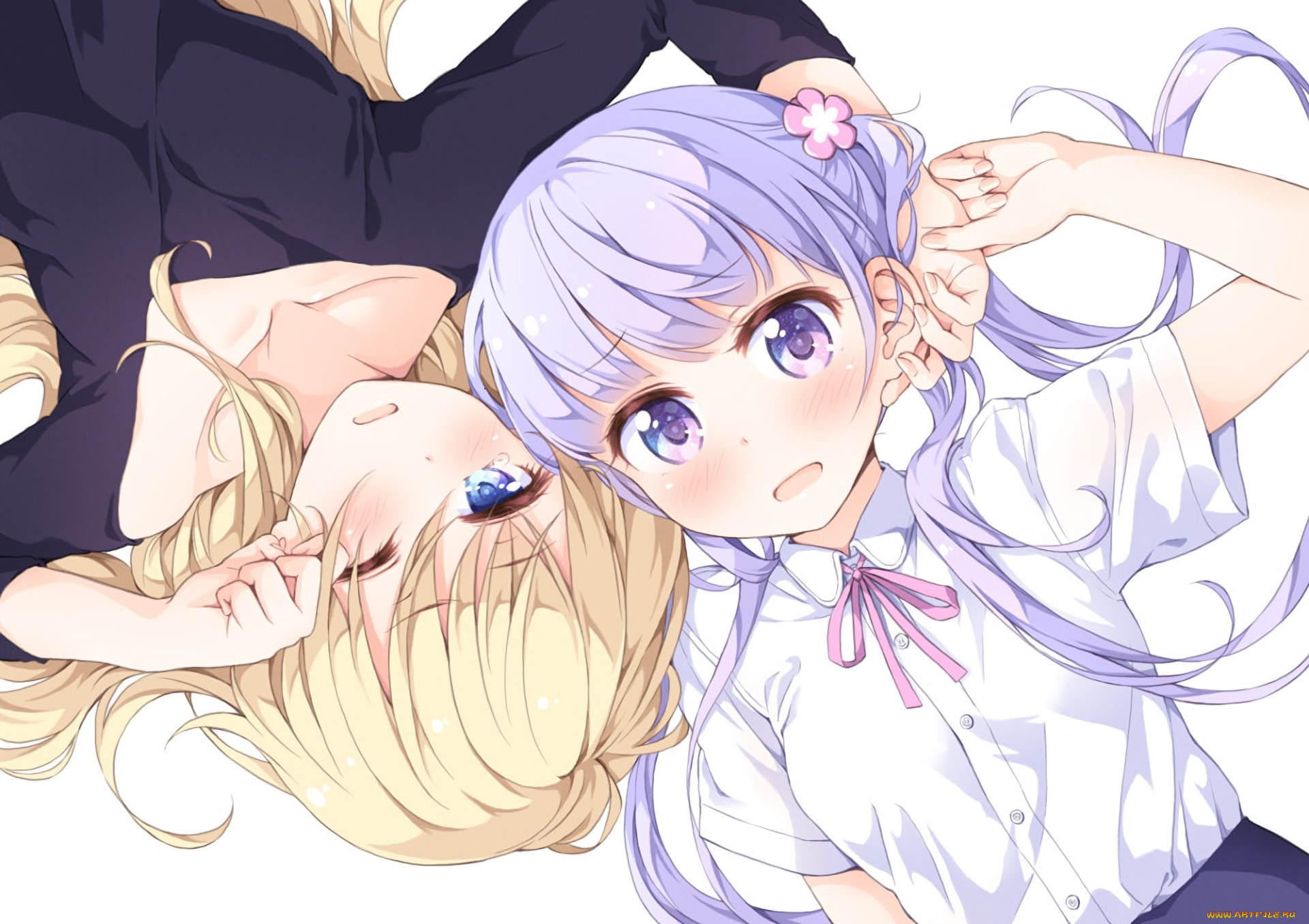 аниме, new, game, взгляд, фон, девушки