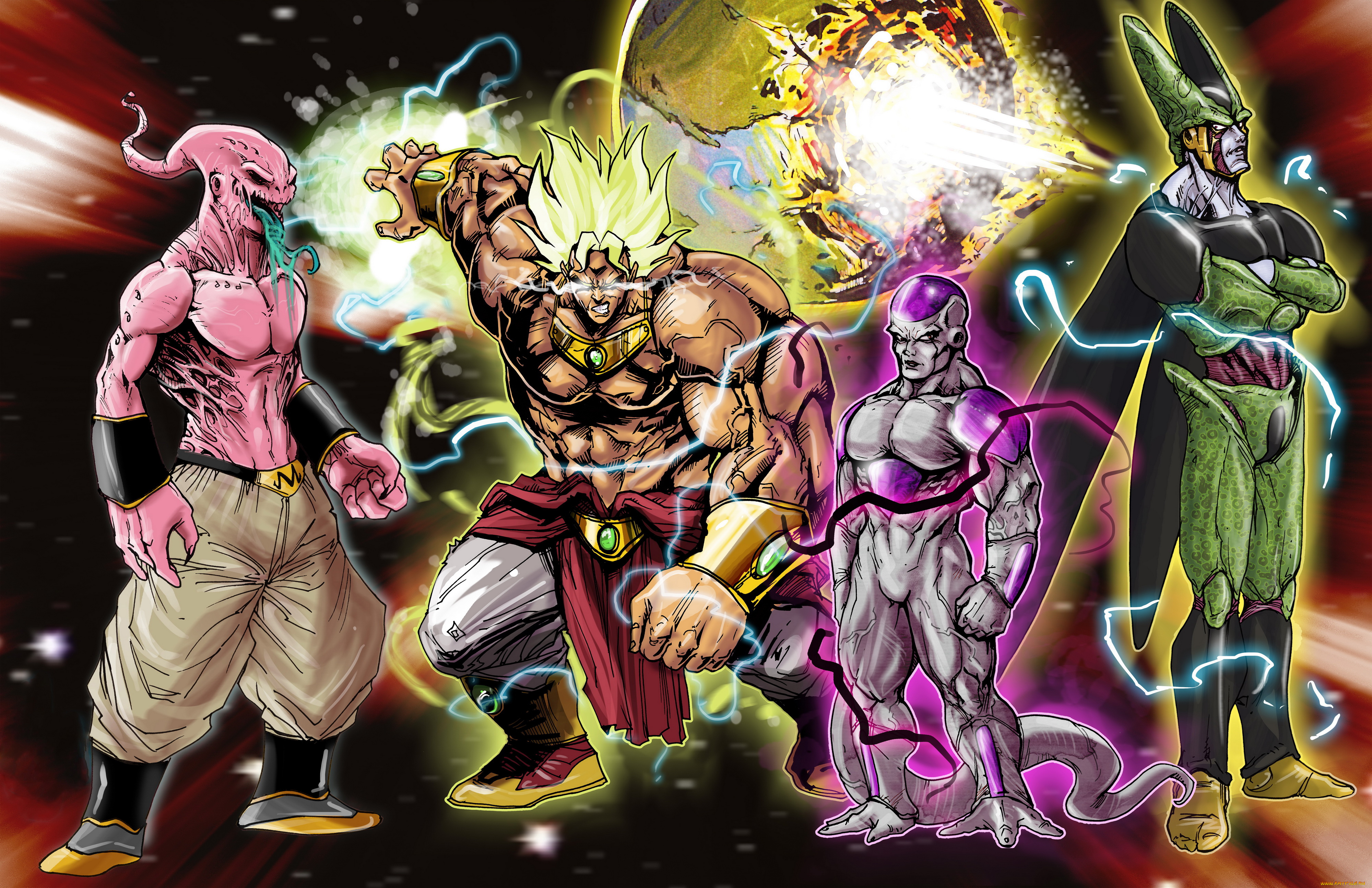 dragon, ball, аниме, фон, магия, существа, мужчины