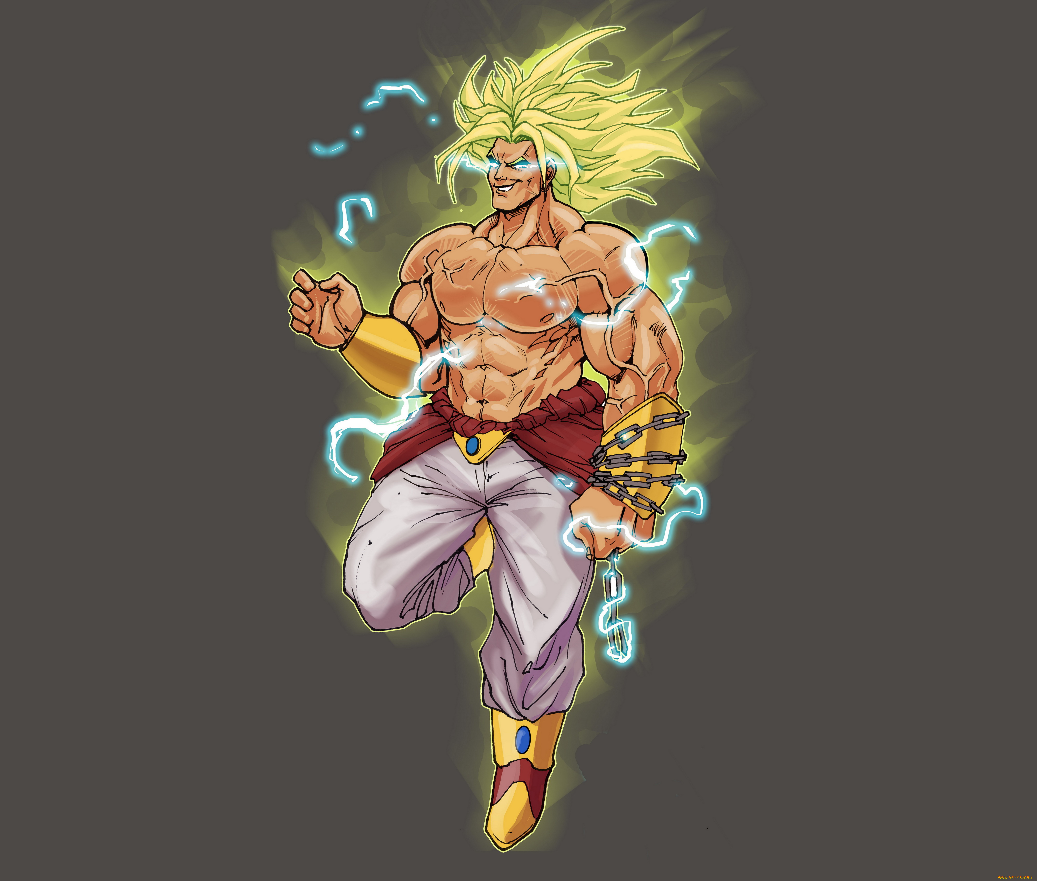 dragon, ball, аниме, наручи, цепь, мужчина, взгляд, фон