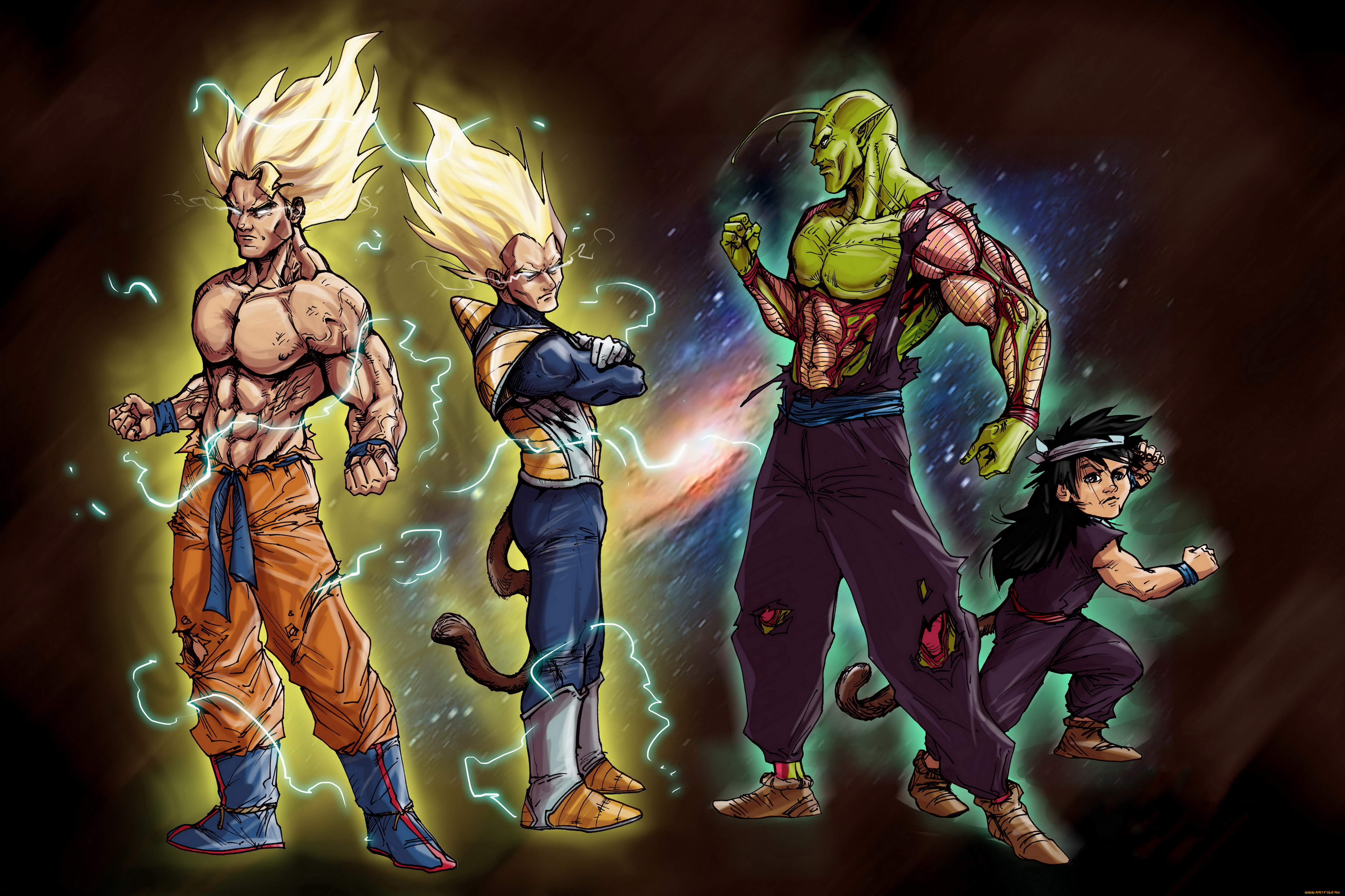 dragon, ball, аниме, мужчины, фон, магия