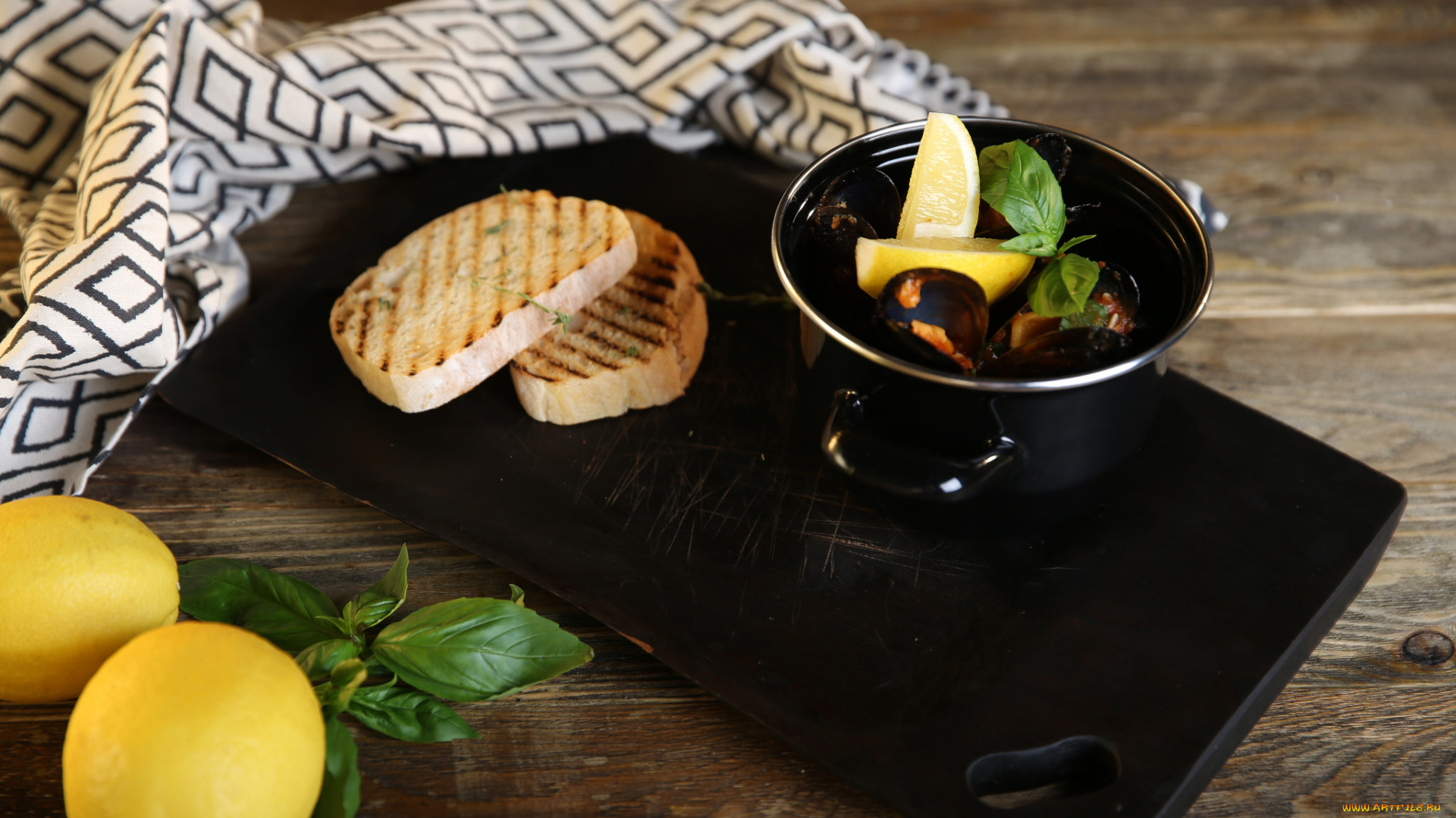 еда, рыба, , морепродукты, , суши, , роллы, хлеб, мята, лимон, мидии