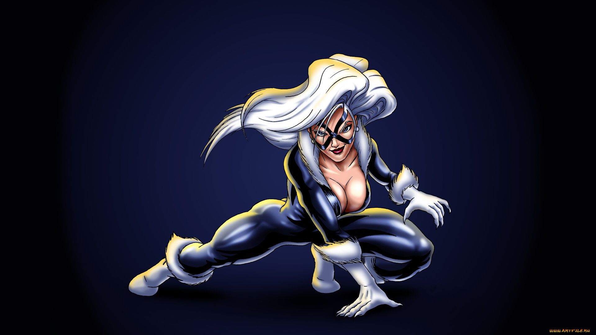 рисованное, комиксы, девушка, фон, взгляд, маска, улыбка, униформа