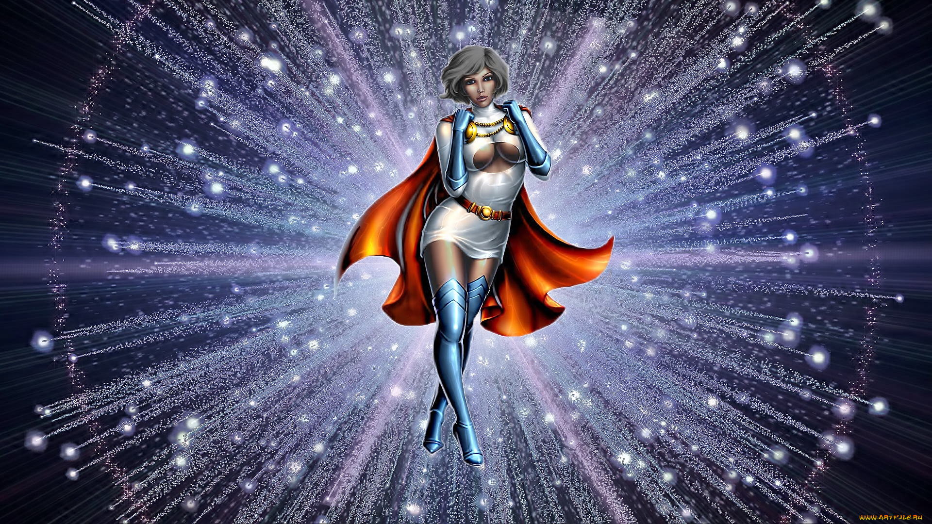 рисованное, комиксы, фон, униформа, девушка, взгляд