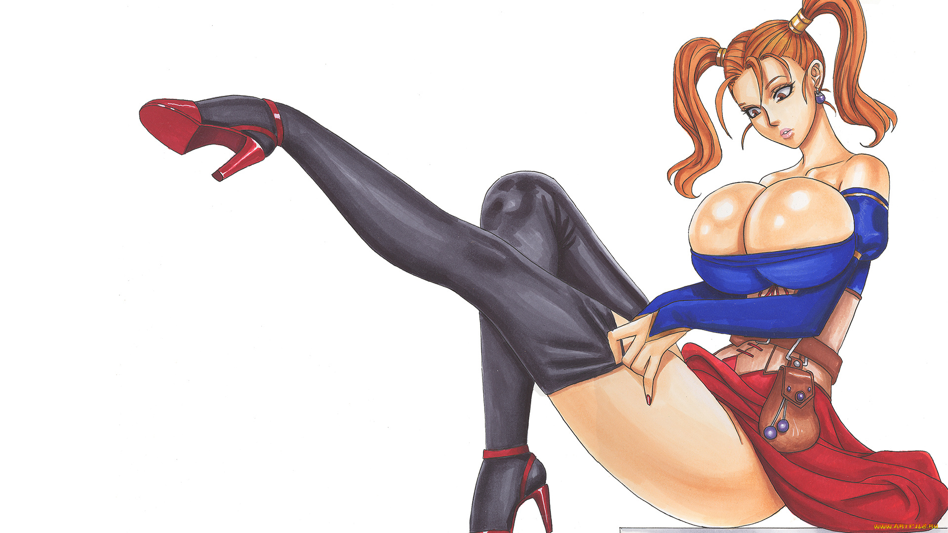 рисованное, люди, фон, девушка, чулки