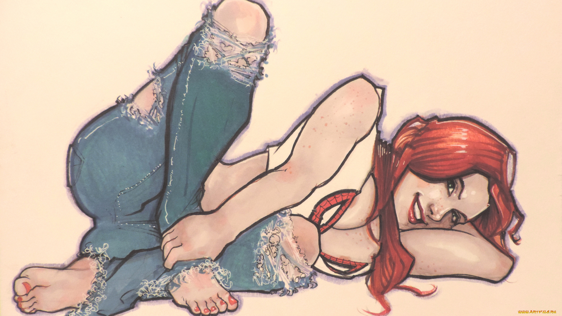 рисованное, люди, улыбка, фон, девушка